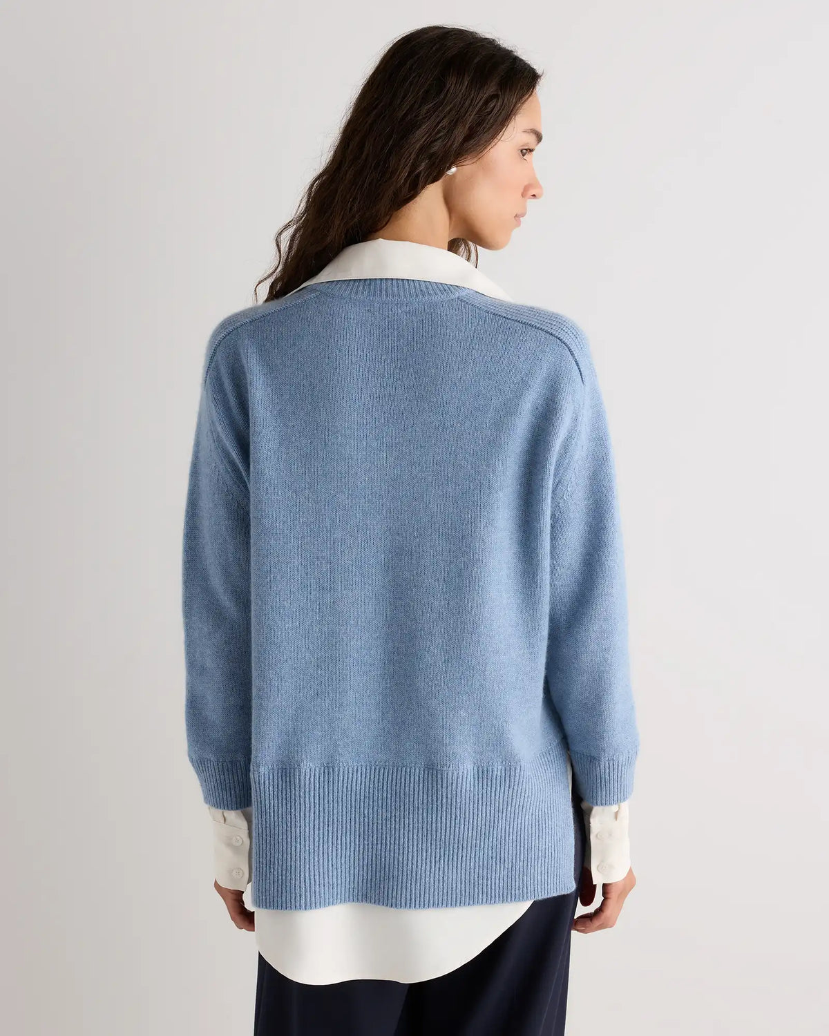 100% Mongolian Cashmere Layered V-Neck Sweater