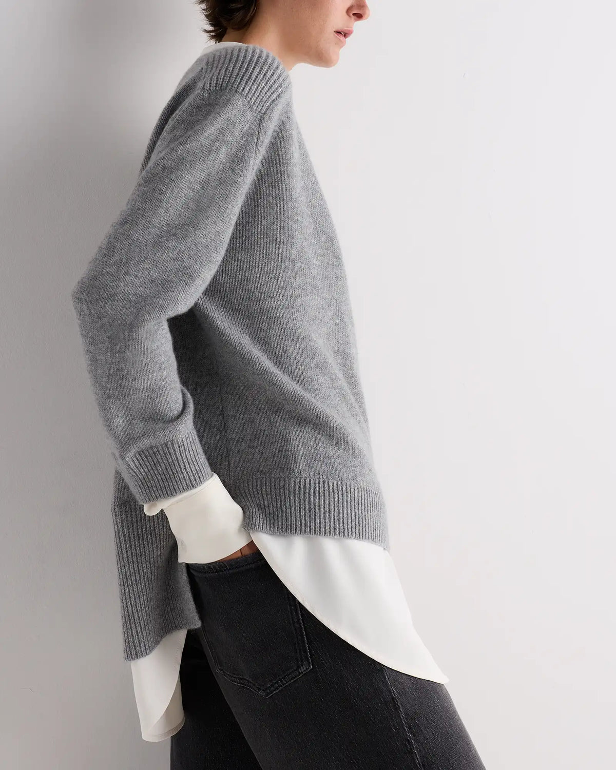 100% Mongolian Cashmere Layered V-Neck Sweater
