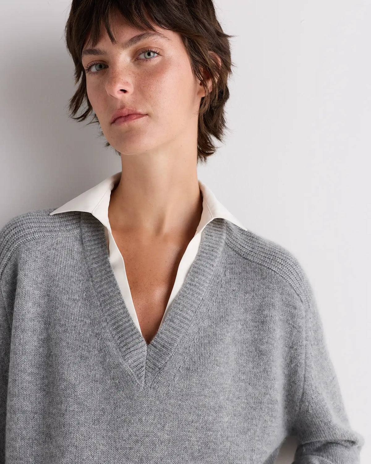 100% Mongolian Cashmere Layered V-Neck Sweater