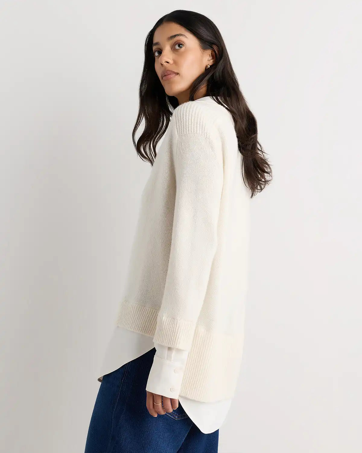 100% Mongolian Cashmere Layered V-Neck Sweater