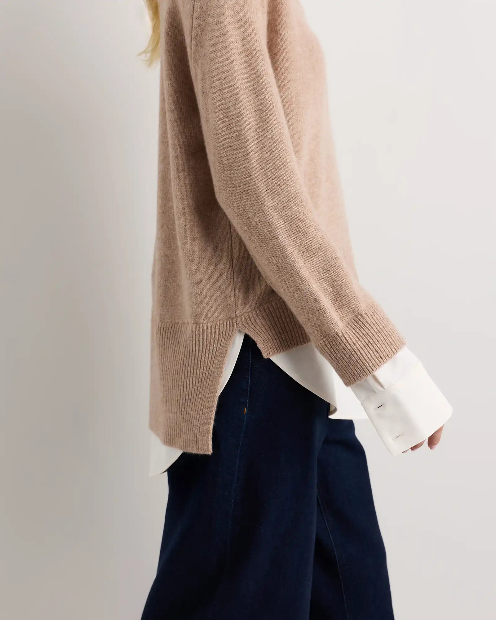 100% Mongolian Cashmere Layered V-Neck Sweater