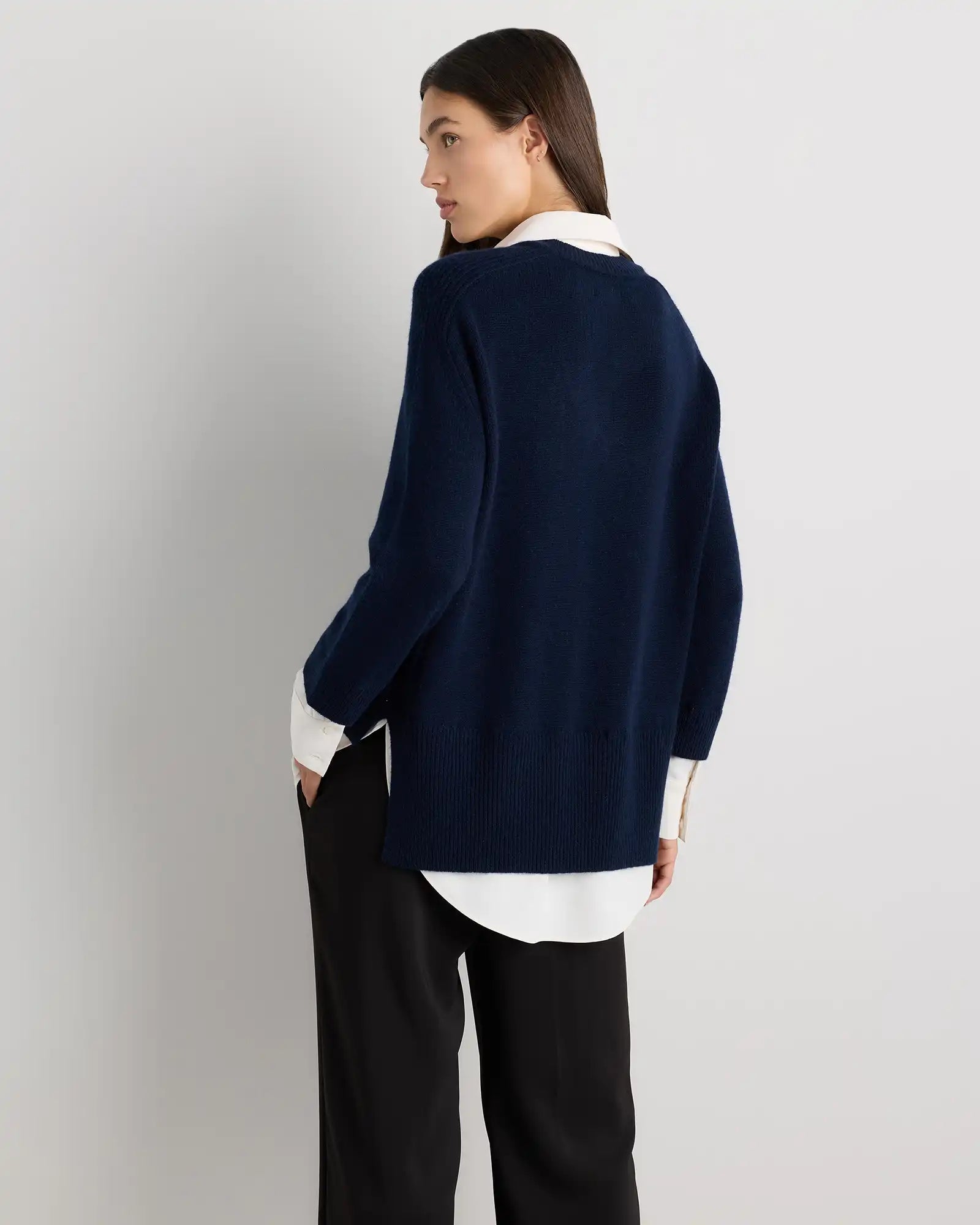 100% Mongolian Cashmere Layered V-Neck Sweater