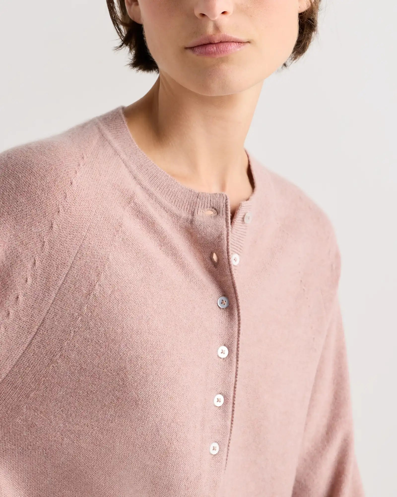 Mongolian Cashmere Dolman Sleeve Henley Sweater