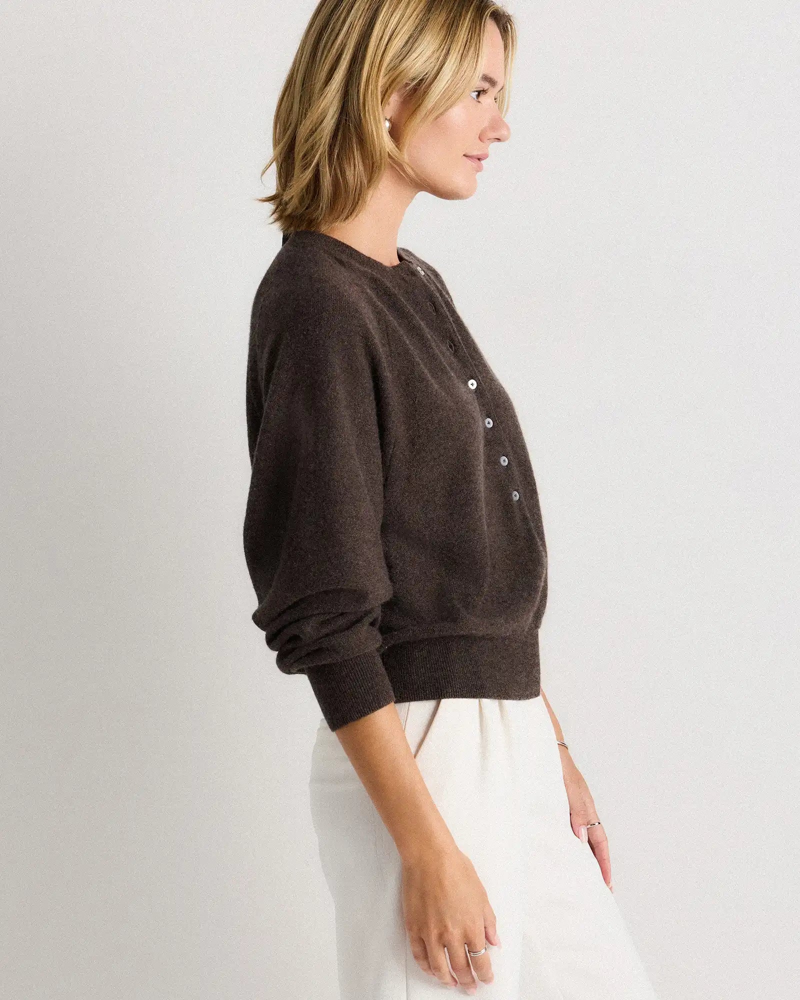 Mongolian Cashmere Dolman Sleeve Henley Sweater