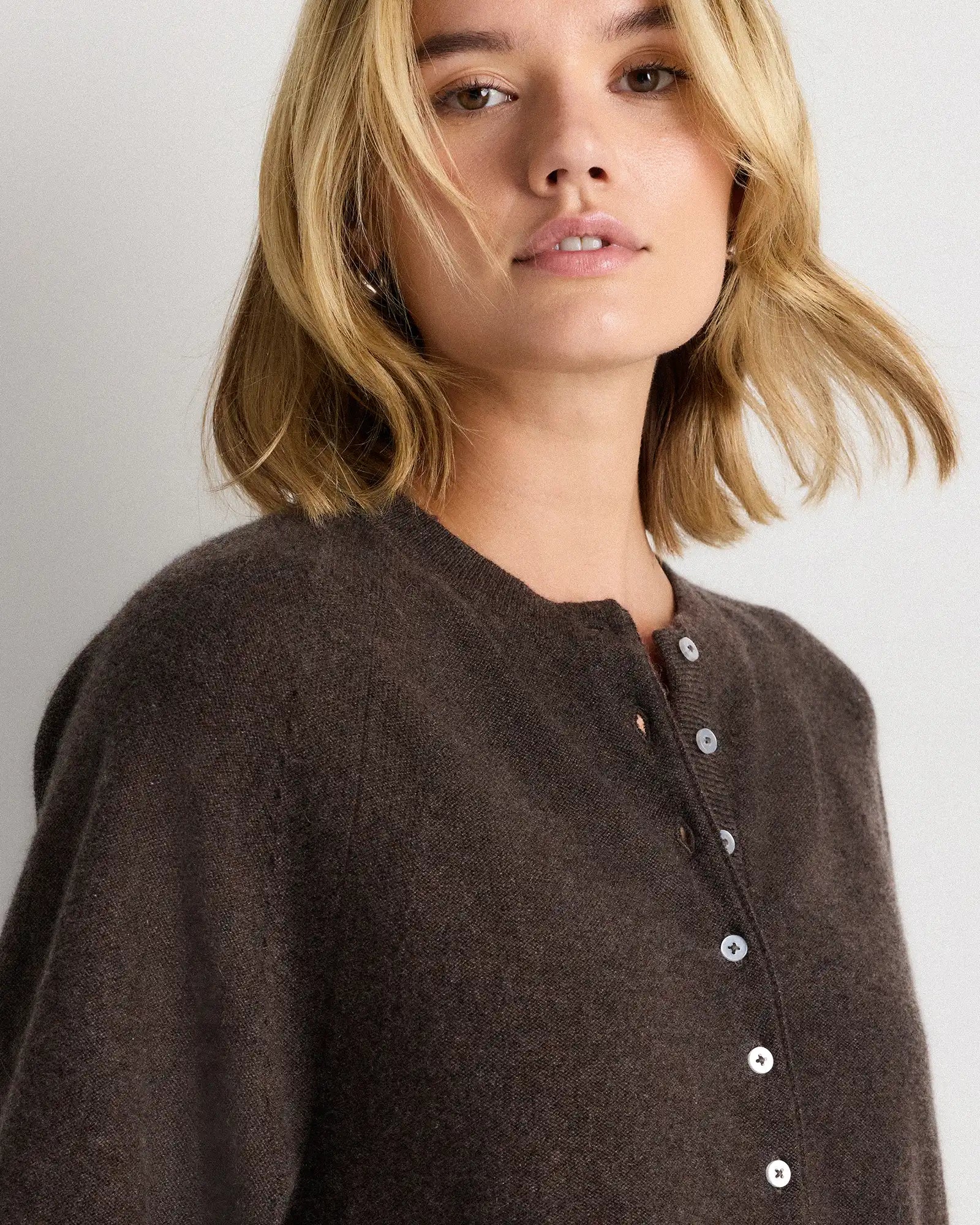 Mongolian Cashmere Dolman Sleeve Henley Sweater