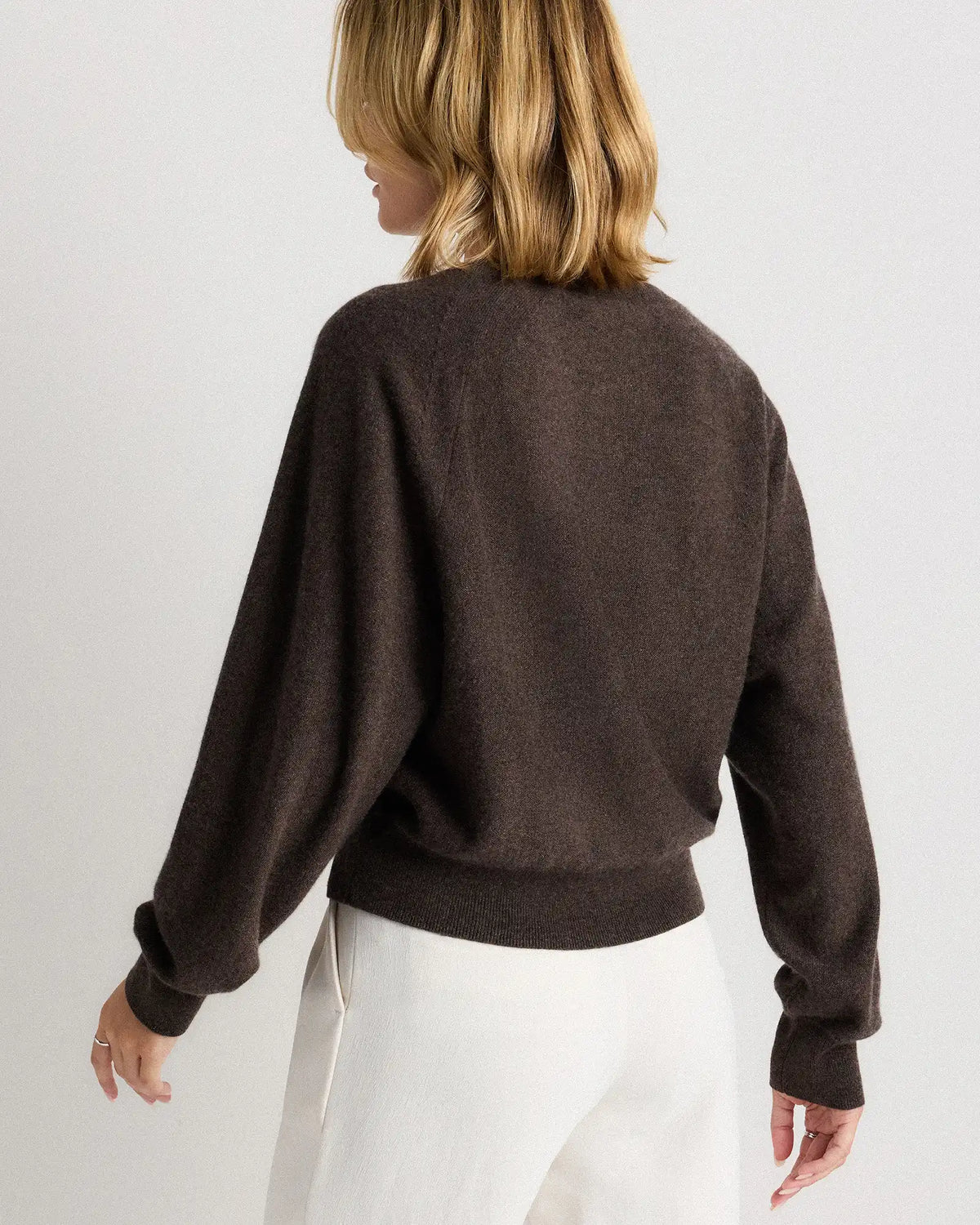 Mongolian Cashmere Dolman Sleeve Henley Sweater