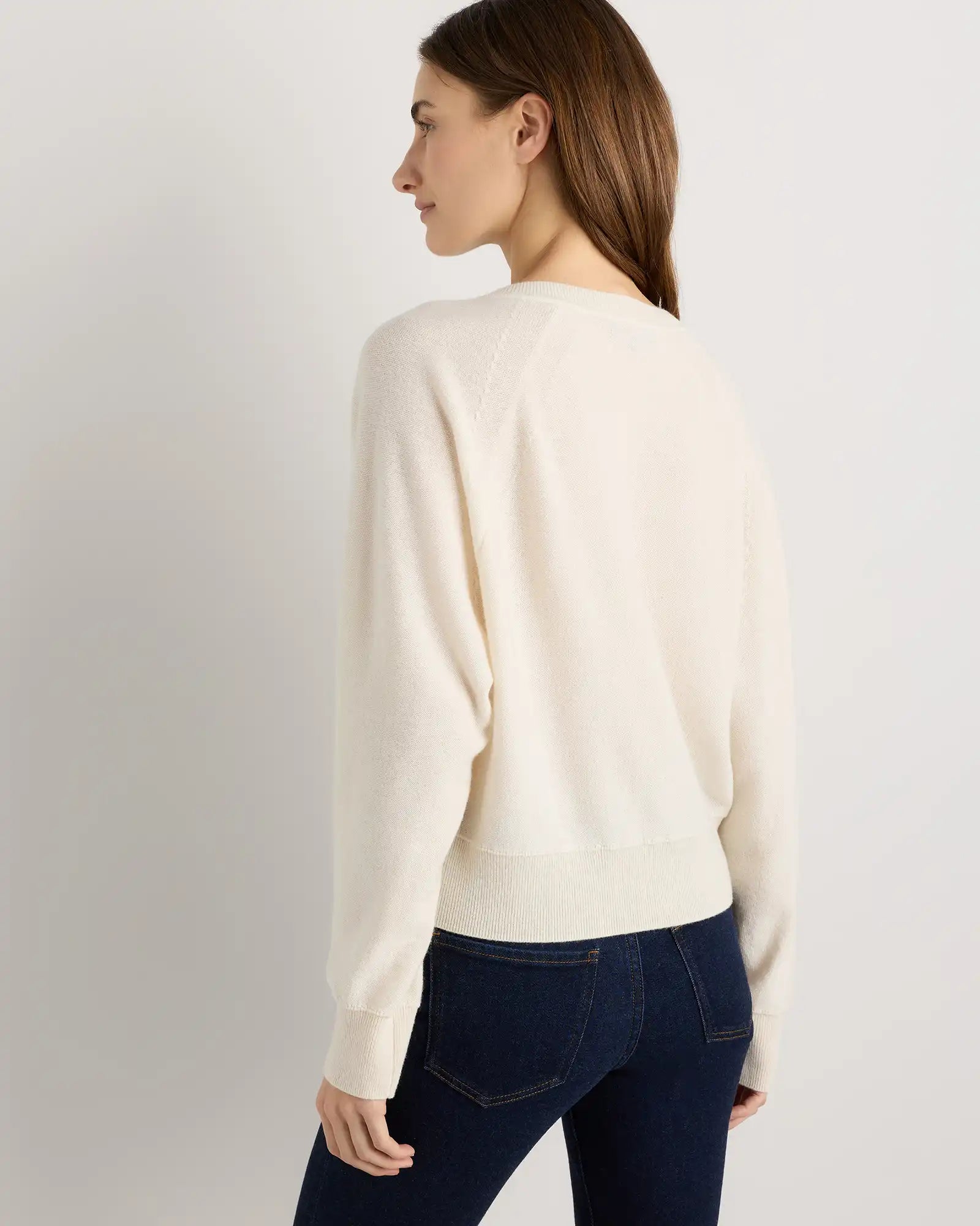 Mongolian Cashmere Dolman Sleeve Henley Sweater