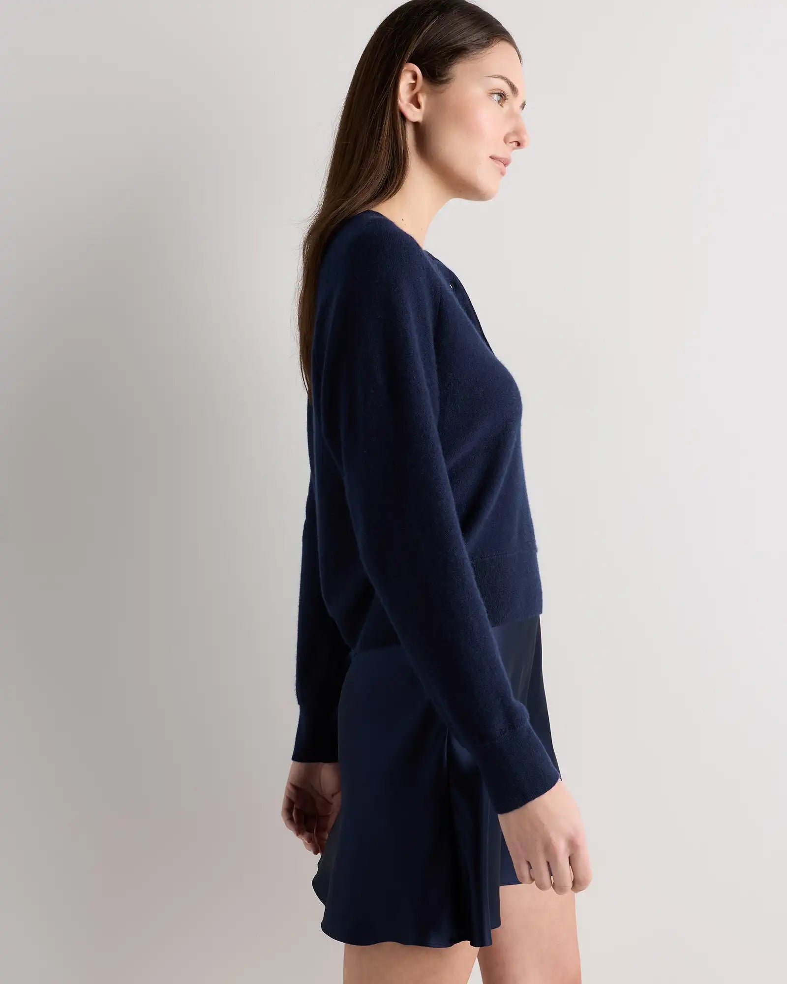 Mongolian Cashmere Dolman Sleeve Henley Sweater