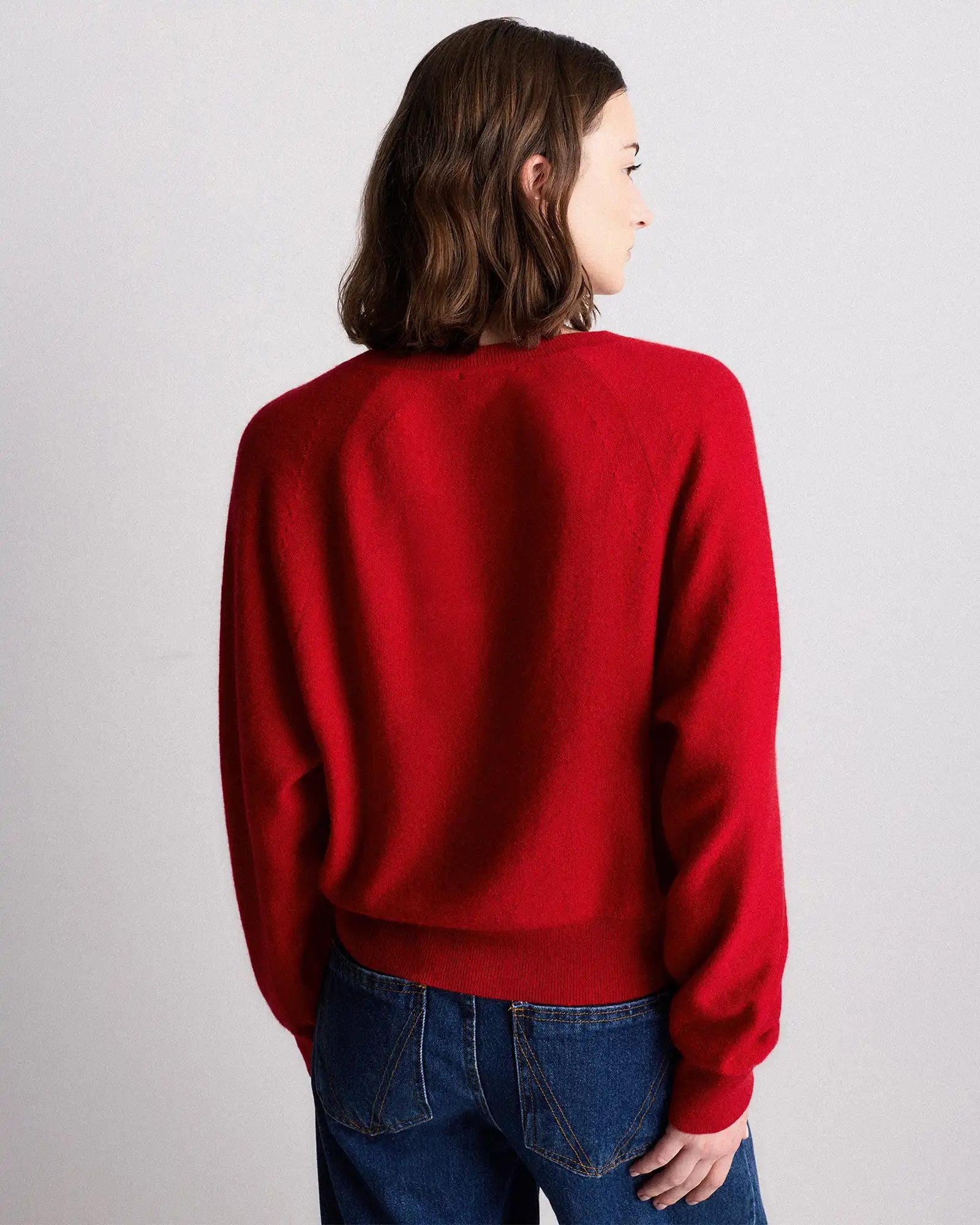 Mongolian Cashmere Dolman Sleeve Henley Sweater