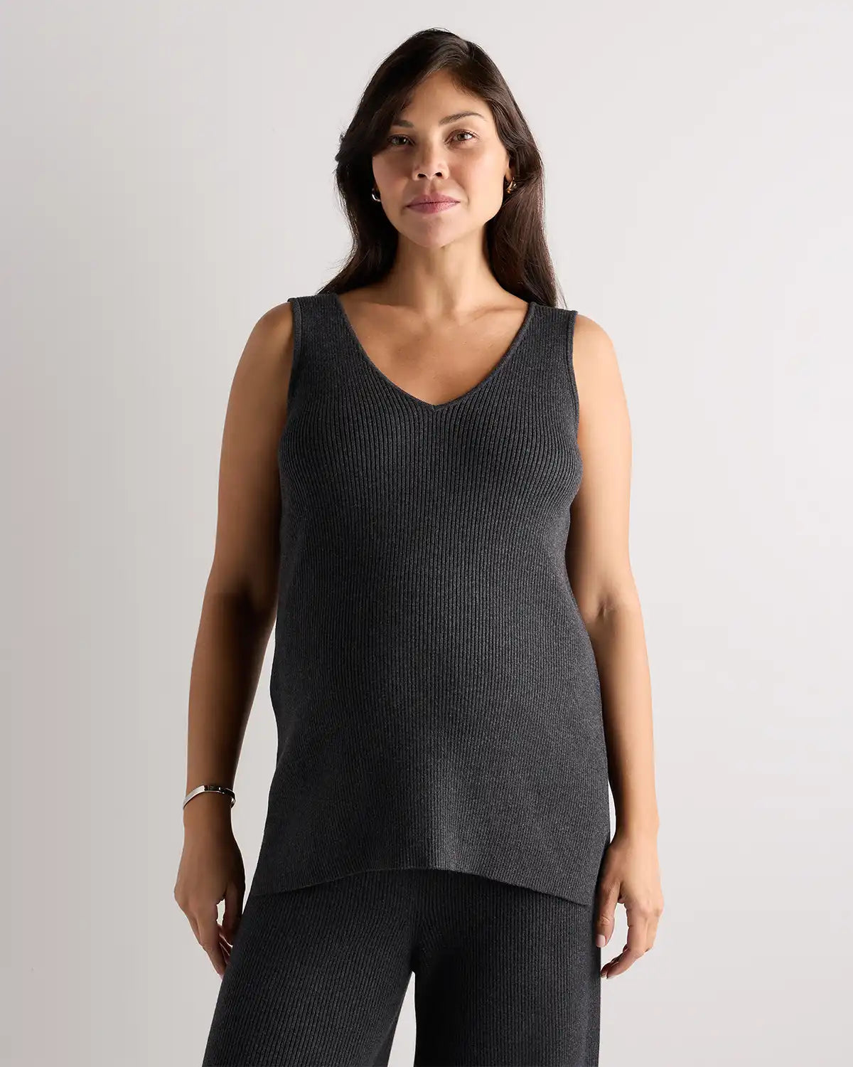 Cotton Cashmere Maternity and Nursing V-Neck Tank
