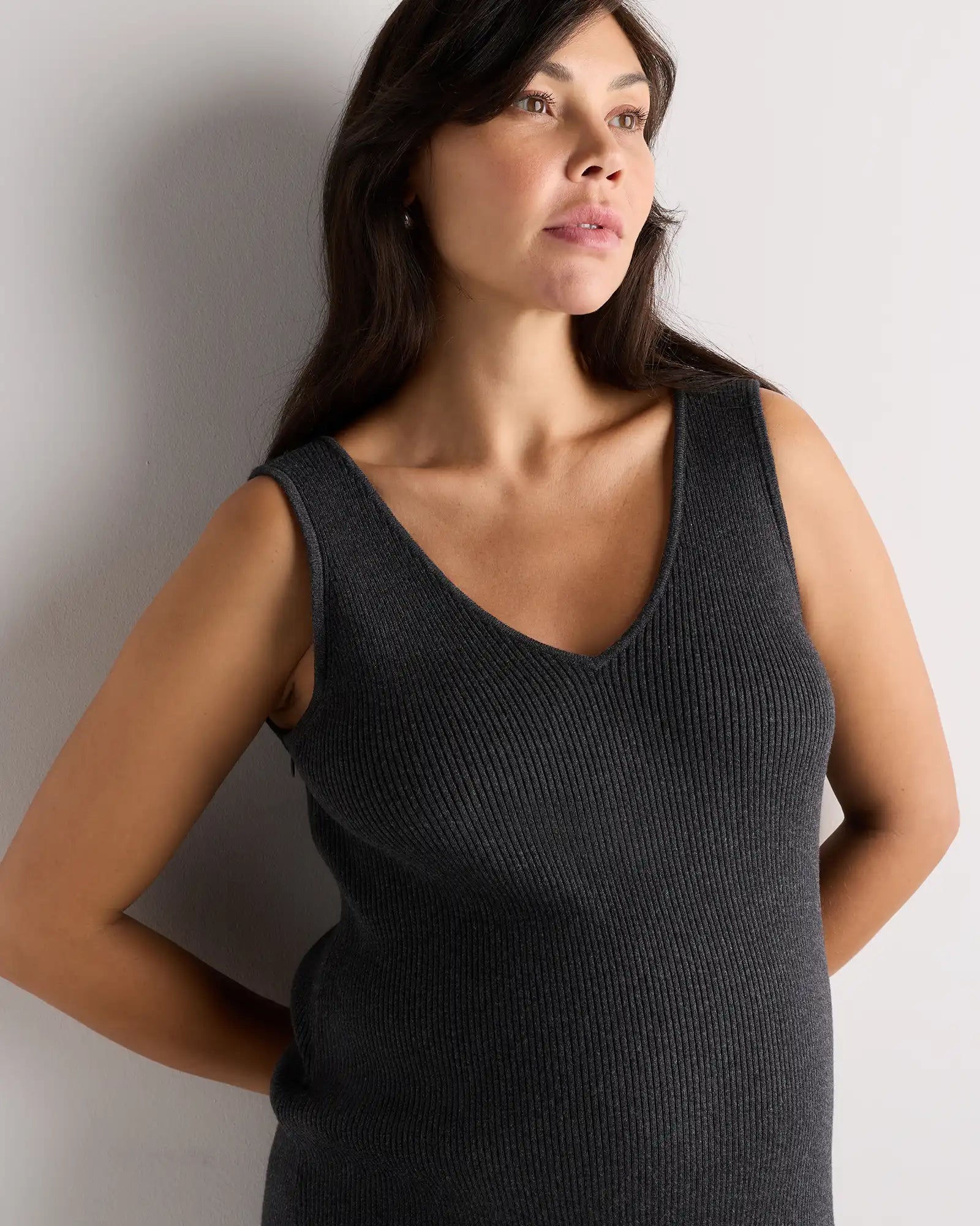 Cotton Cashmere Maternity and Nursing V-Neck Tank