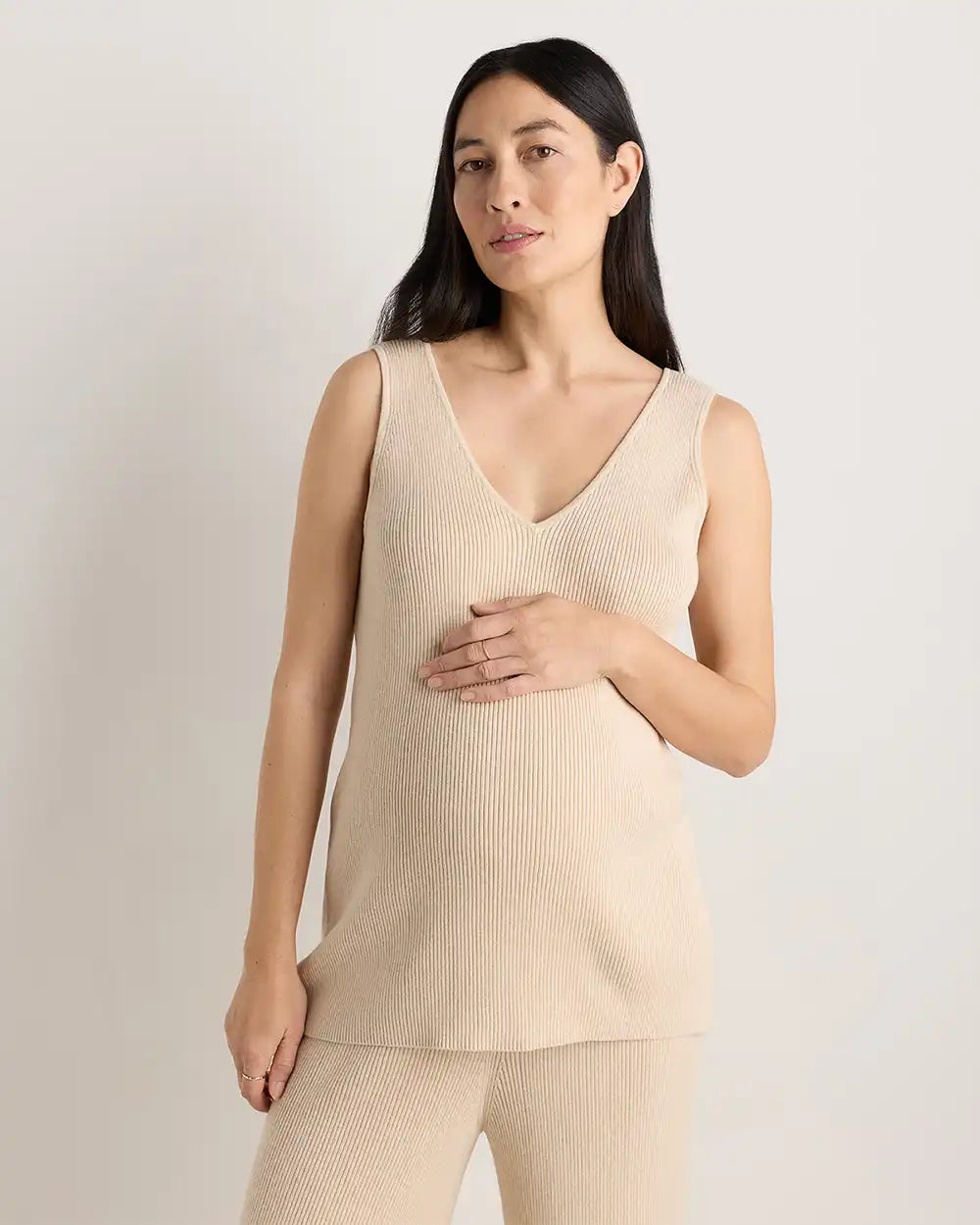 Cotton Cashmere Maternity and Nursing V-Neck Tank