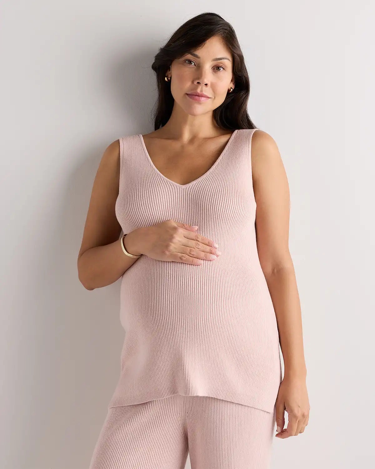 Cotton Cashmere Maternity and Nursing V-Neck Tank