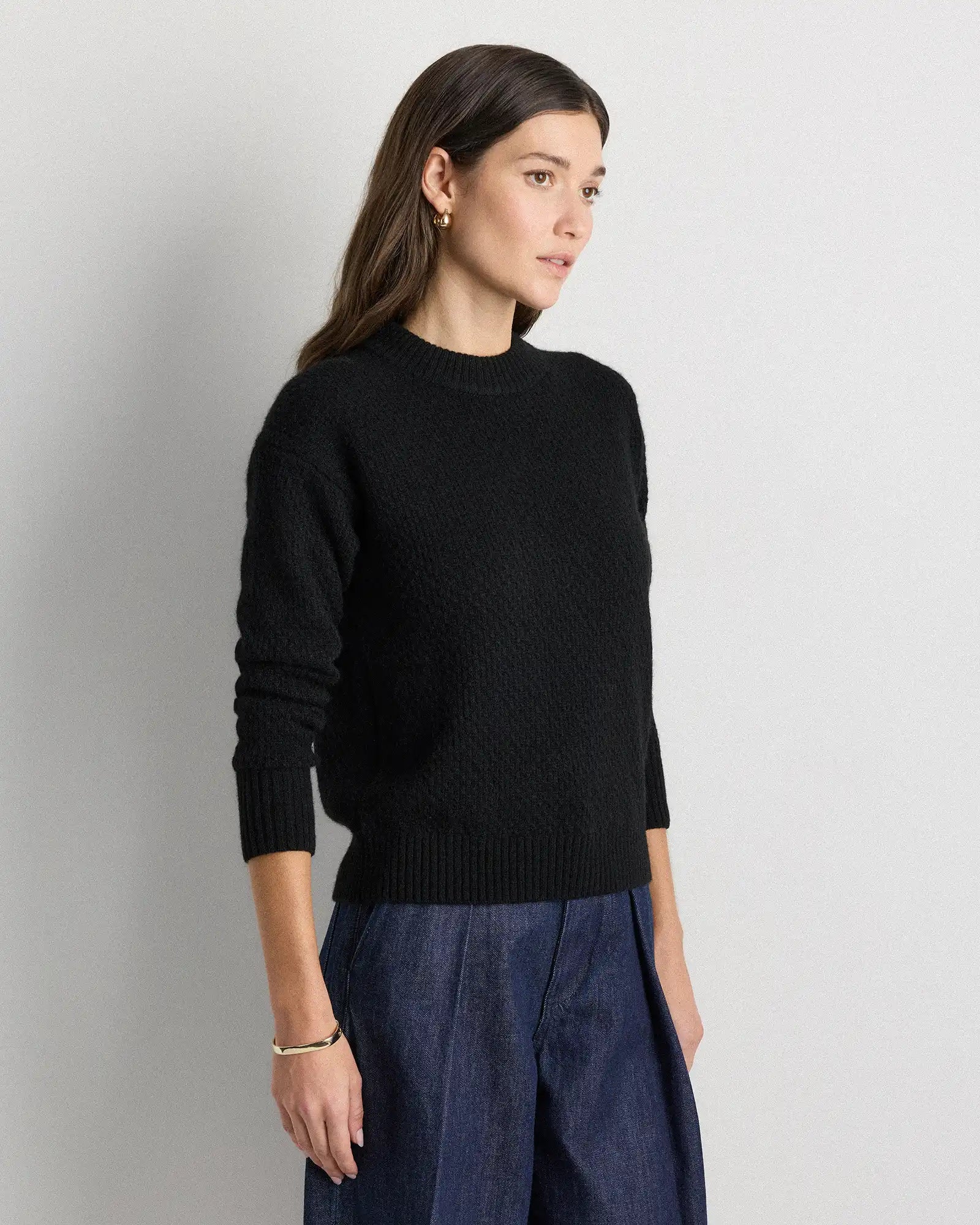 100% Yak Wool Diamond Stitch Crew