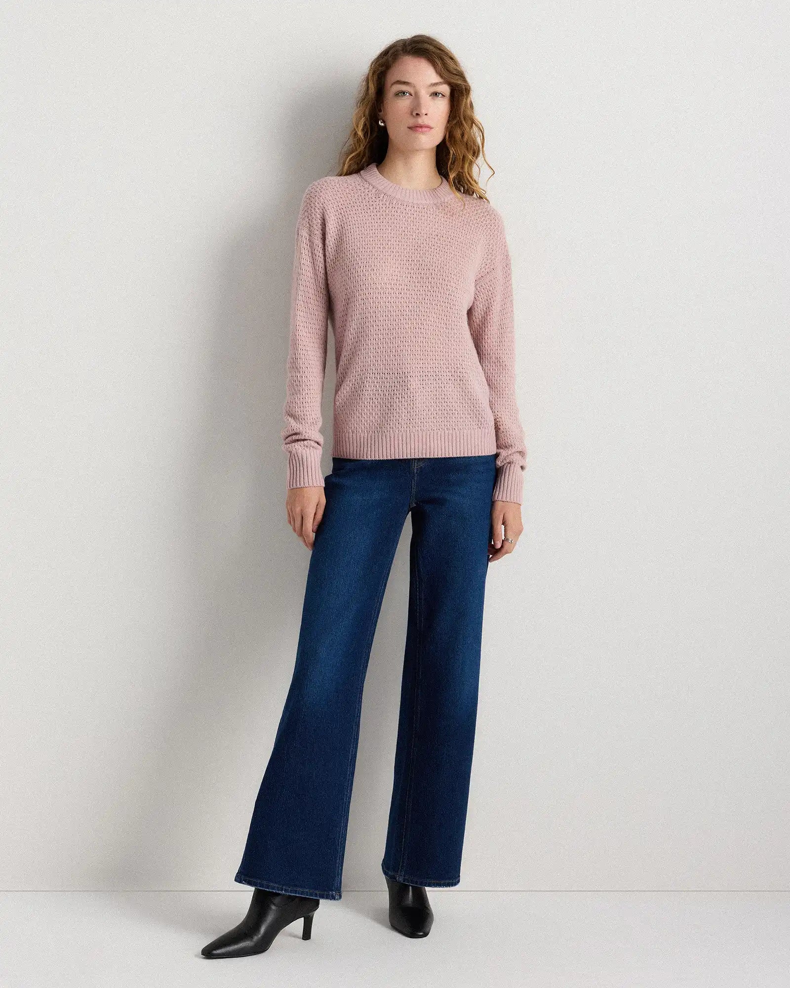 100% Yak Wool Diamond Stitch Crew