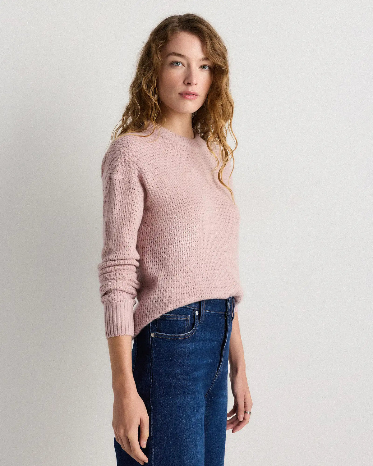 100% Yak Wool Diamond Stitch Crew