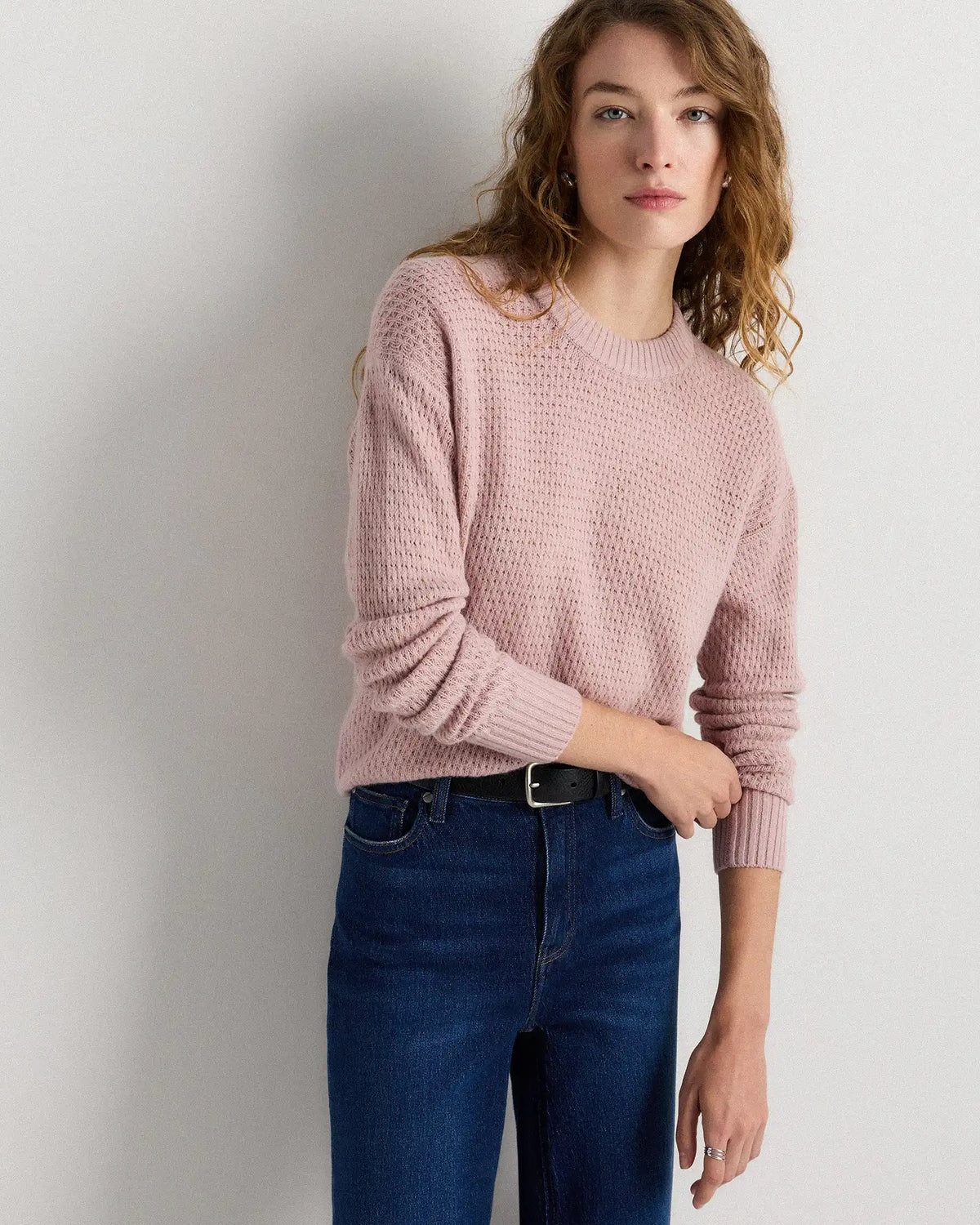 100% Yak Wool Diamond Stitch Crew