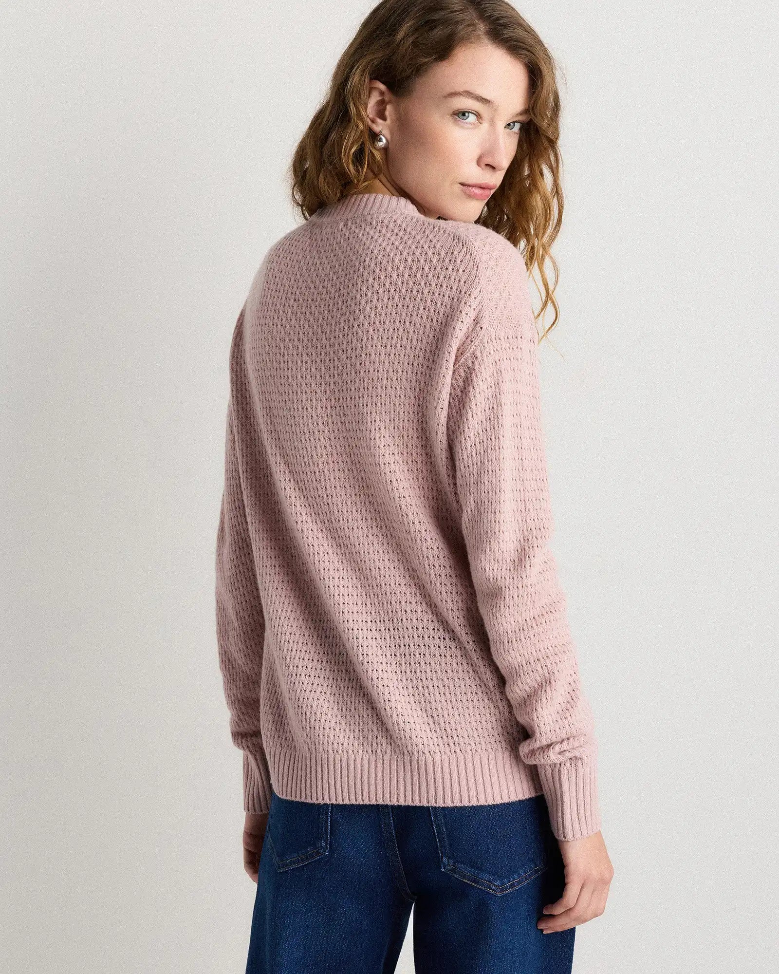 100% Yak Wool Diamond Stitch Crew