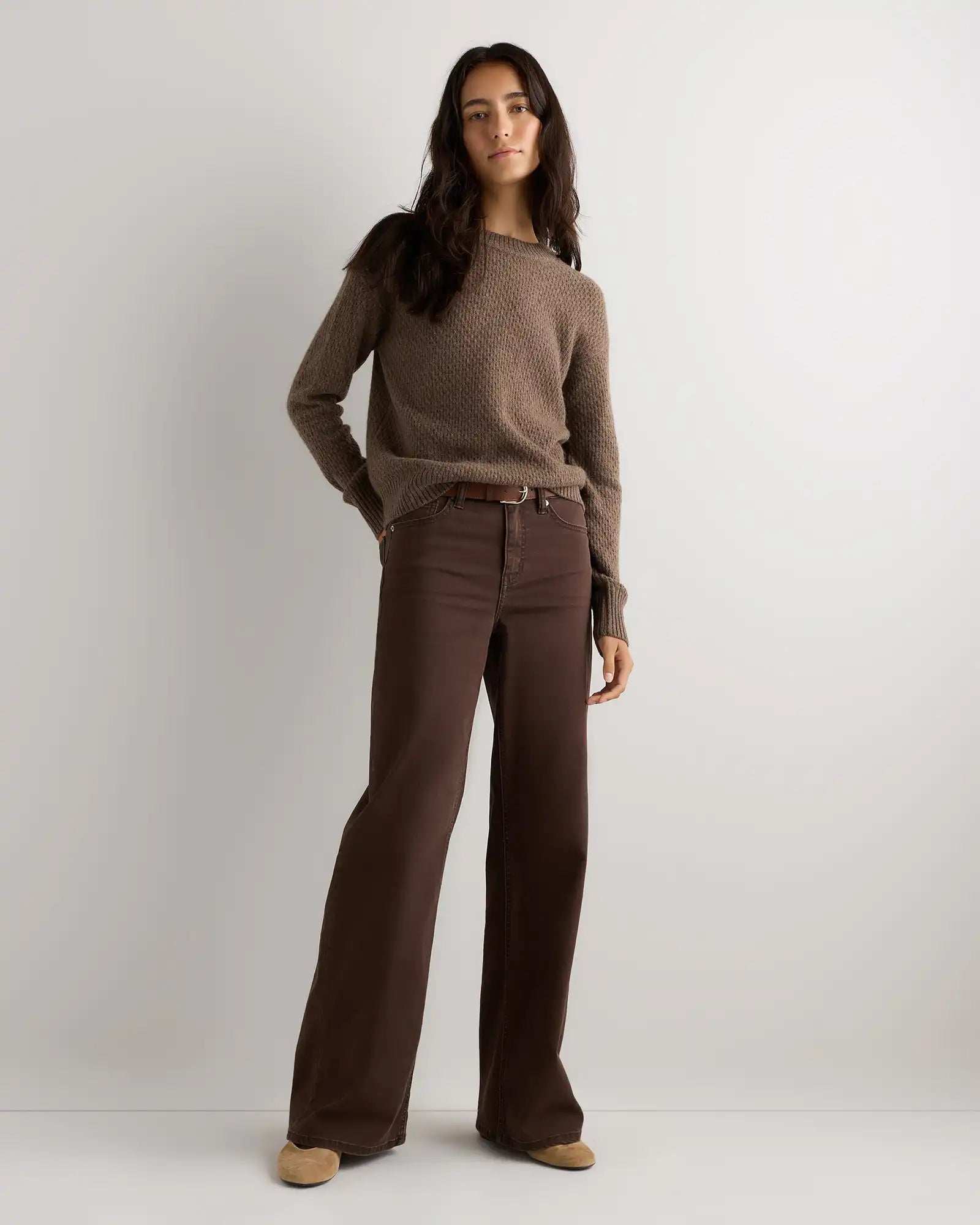 100% Yak Wool Diamond Stitch Crew