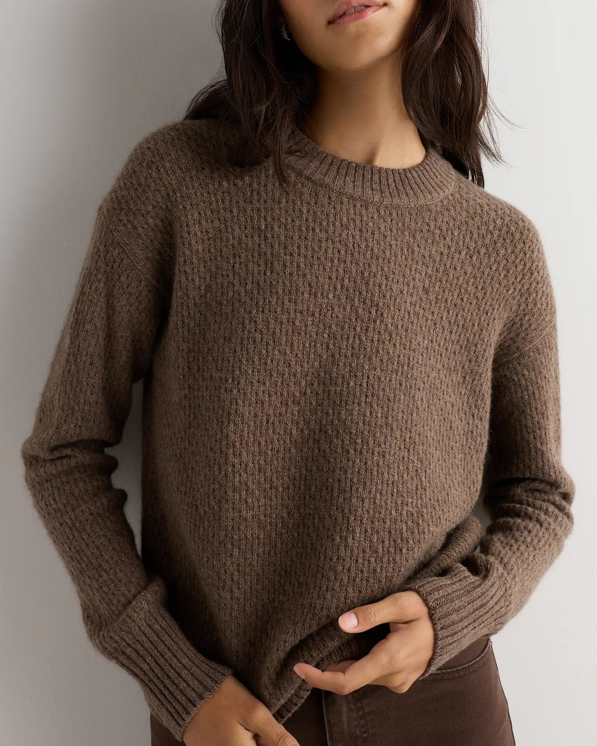 100% Yak Wool Diamond Stitch Crew