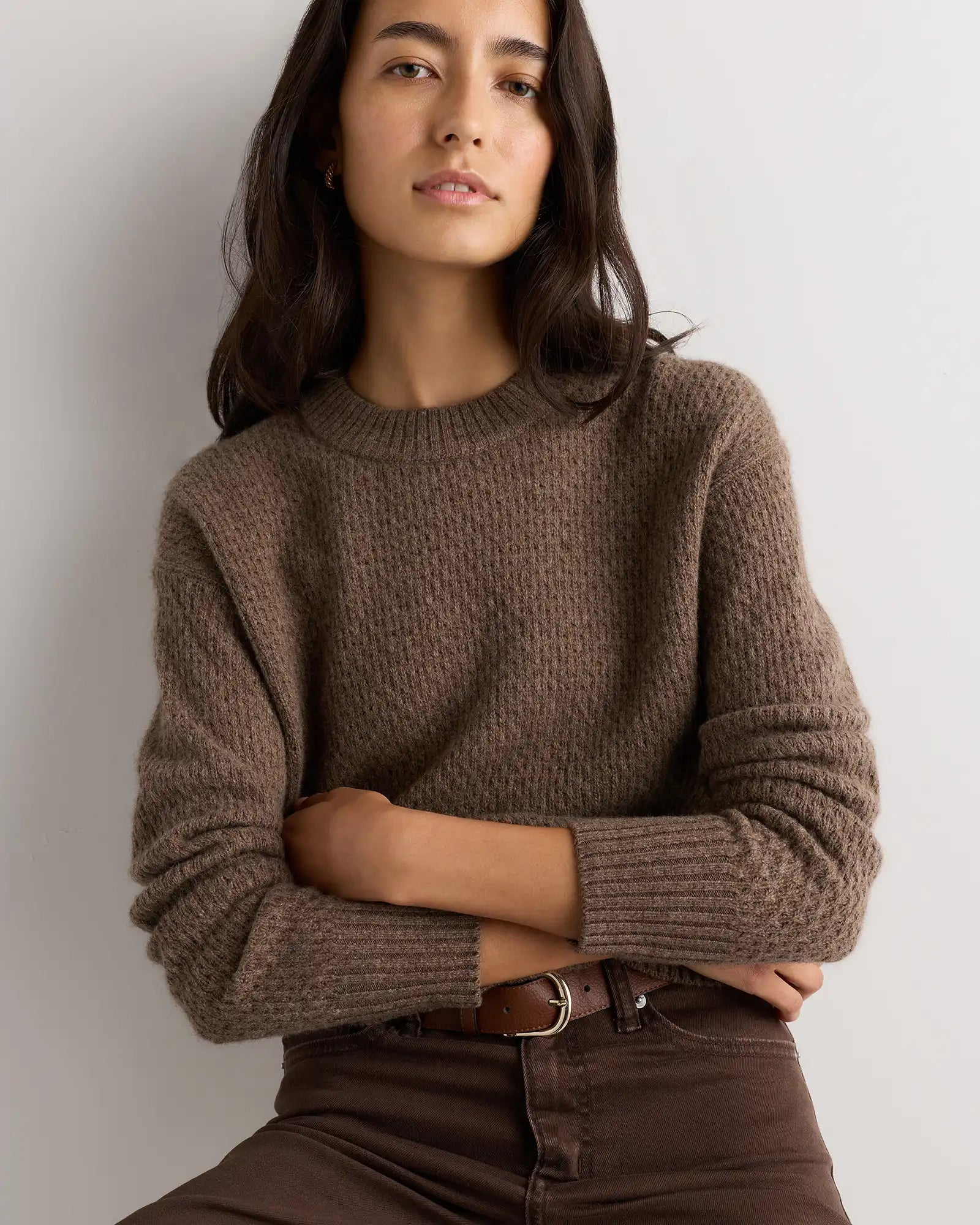100% Yak Wool Diamond Stitch Crew