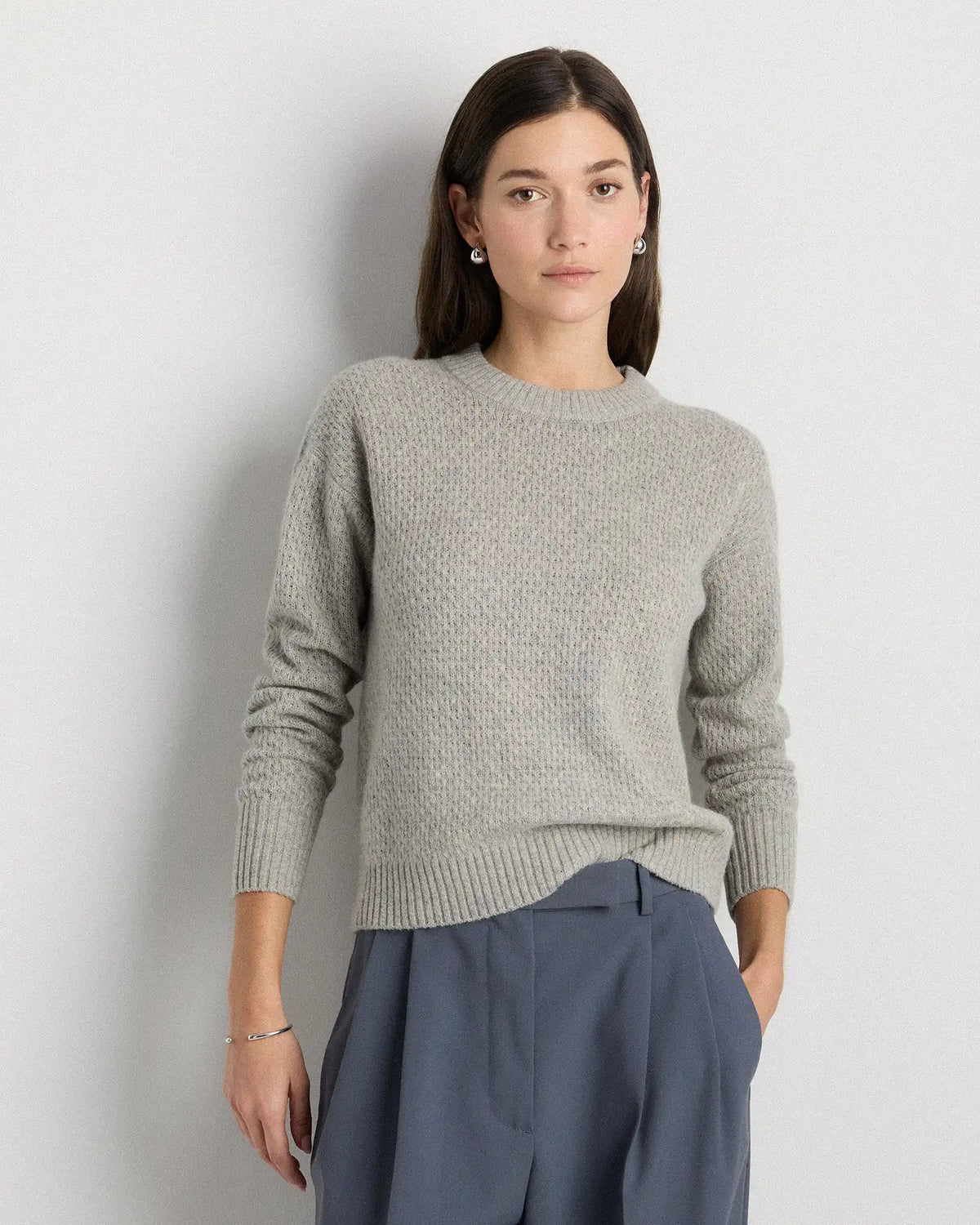 100% Yak Wool Diamond Stitch Crew