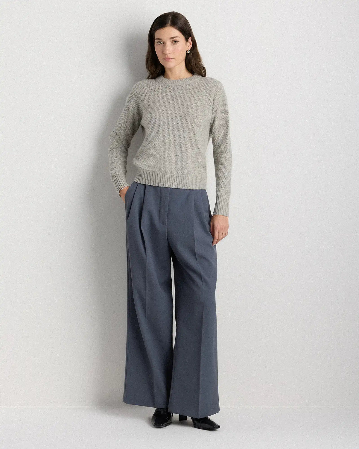 100% Yak Wool Diamond Stitch Crew