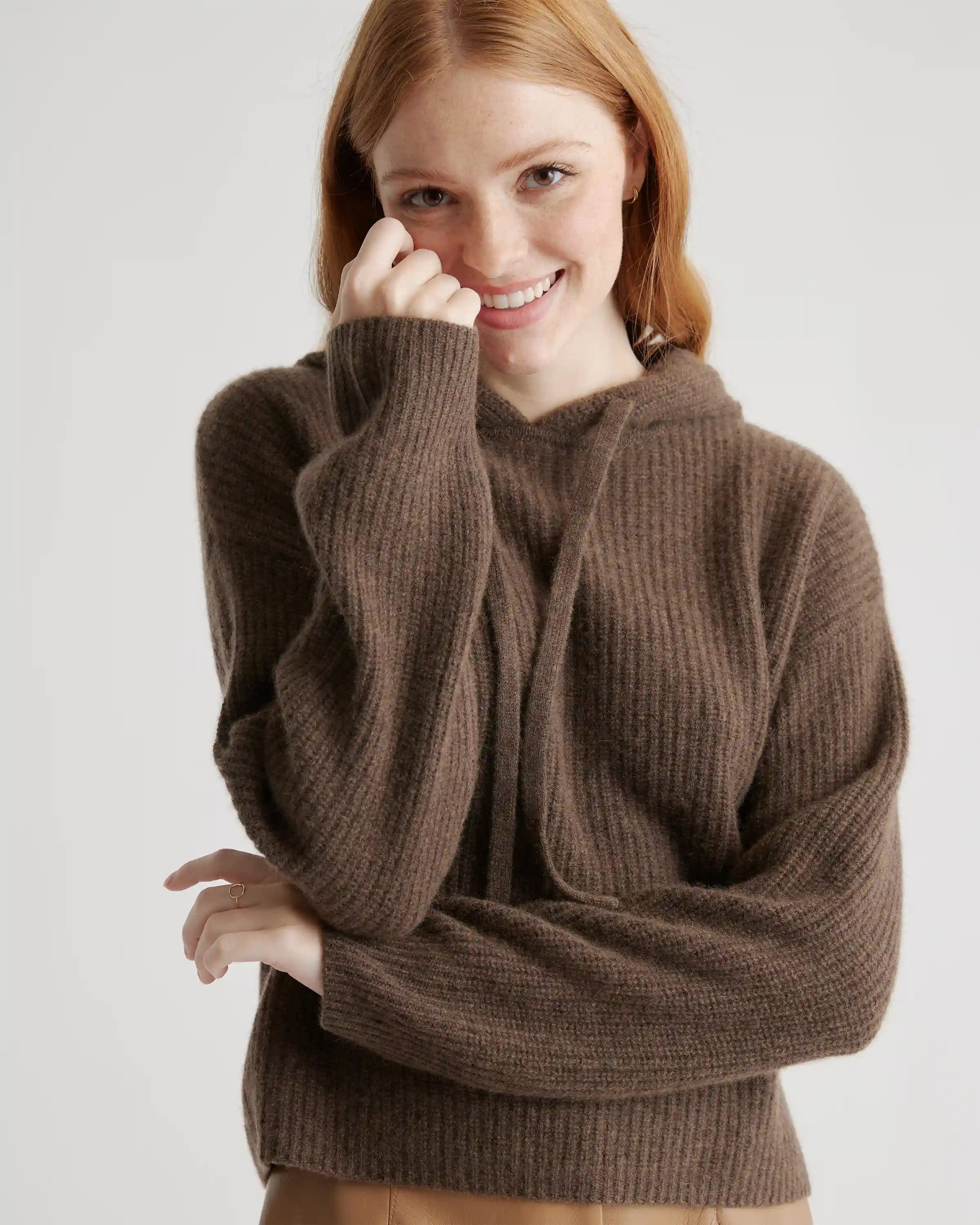 Mongolian Cashmere Fisherman Pullover Hoodie
