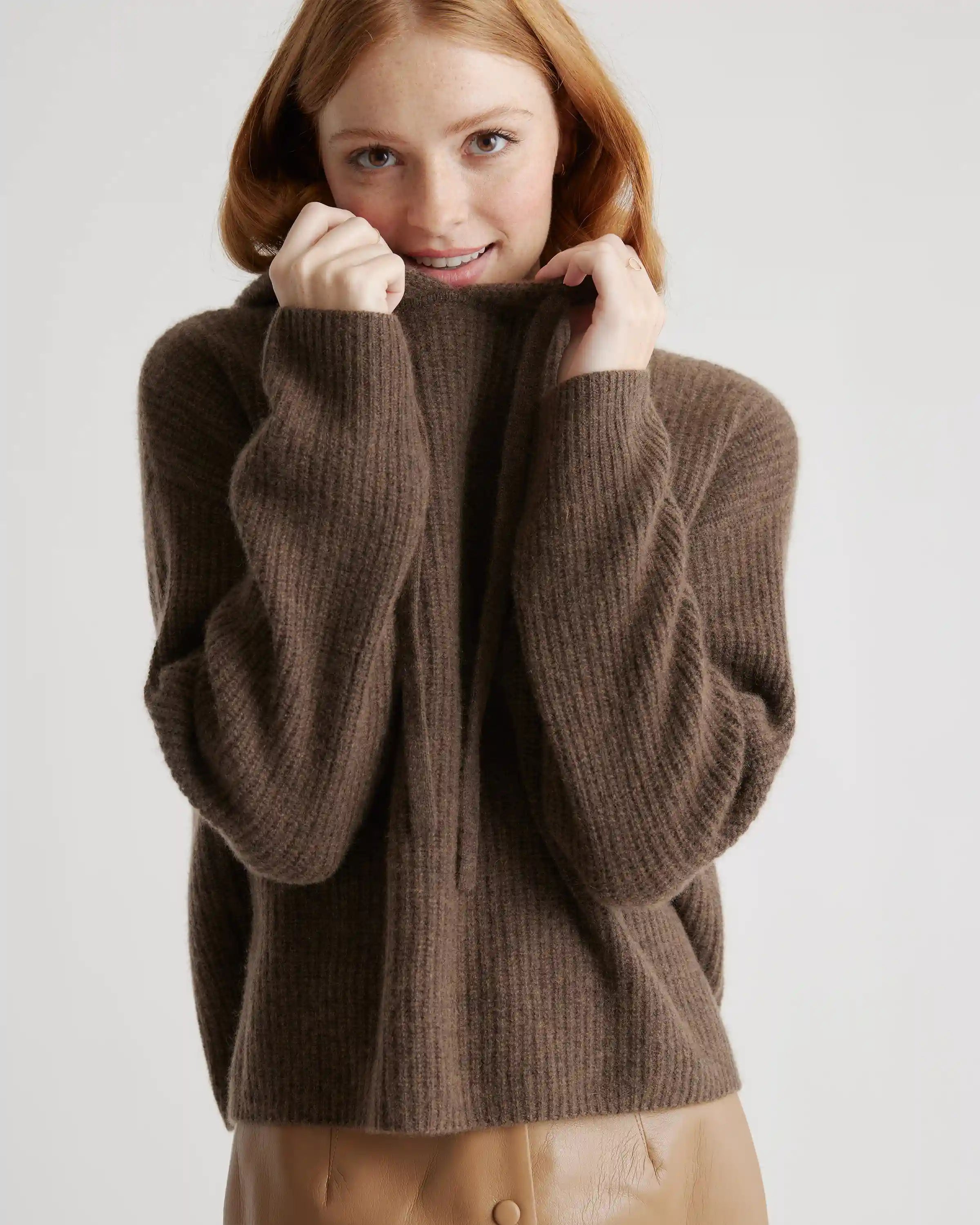 Mongolian Cashmere Fisherman Pullover Hoodie