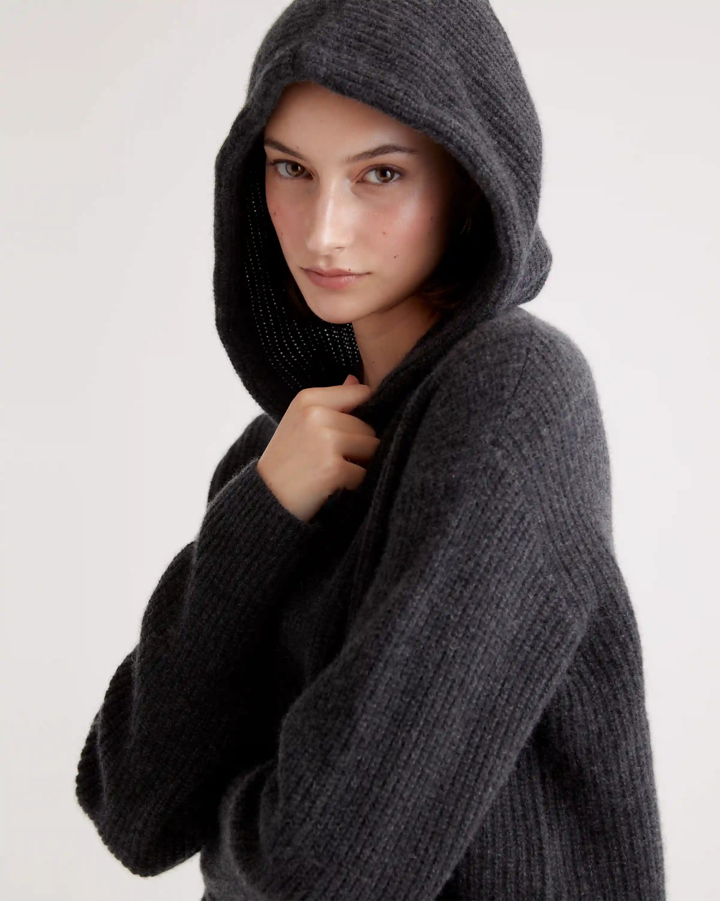 Mongolian Cashmere Fisherman Pullover Hoodie