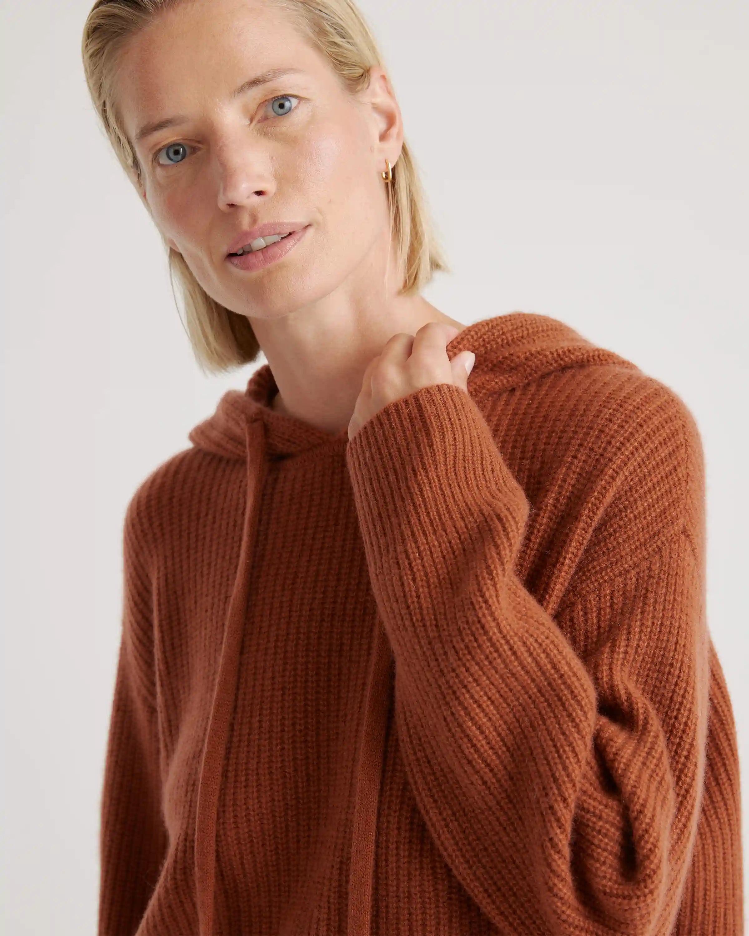 Mongolian Cashmere Fisherman Pullover Hoodie