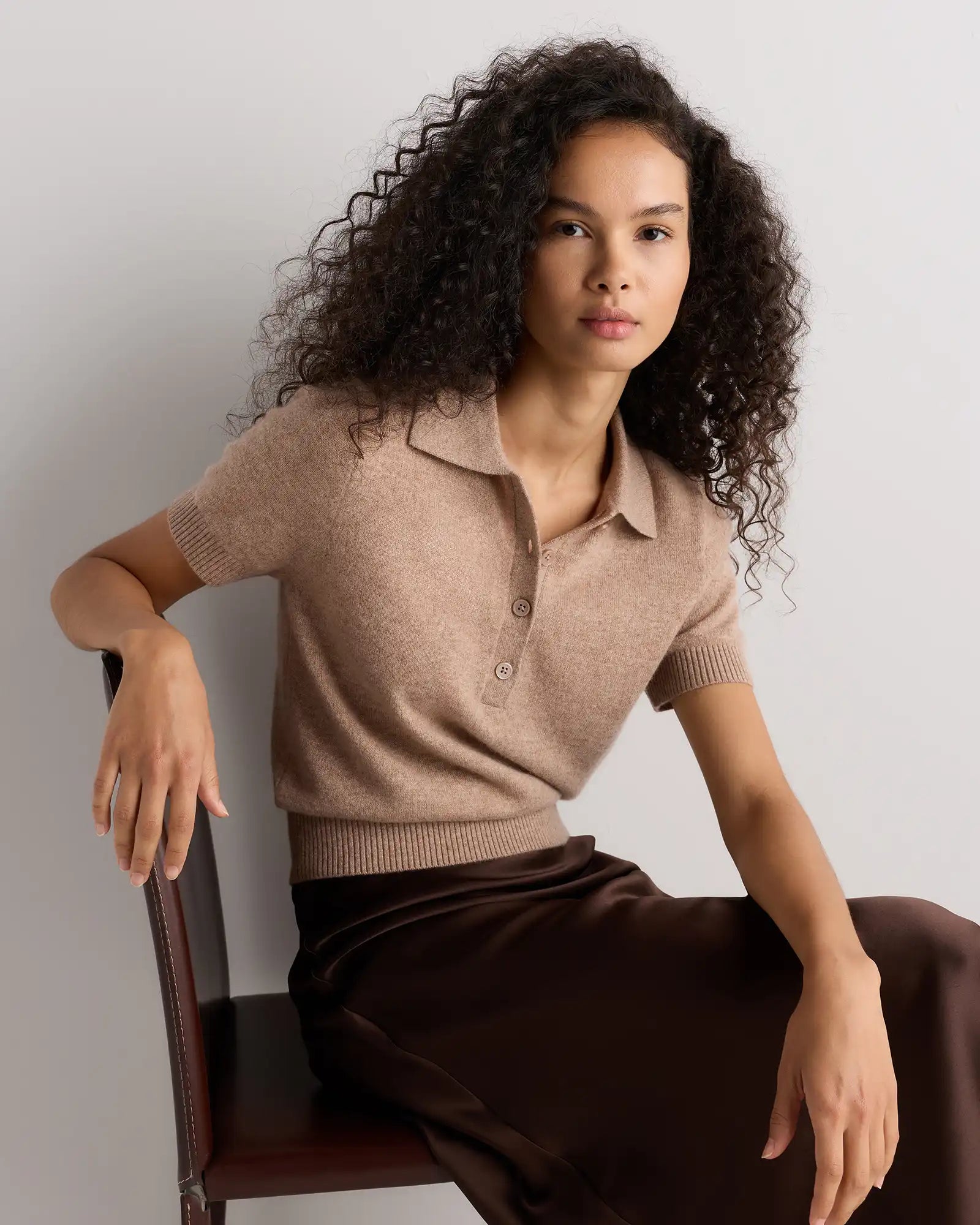 Mongolian Cashmere Short Sleeve Polo