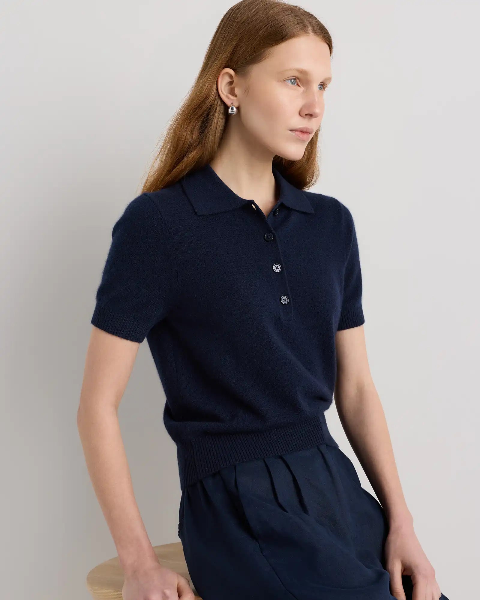 Mongolian Cashmere Short Sleeve Polo