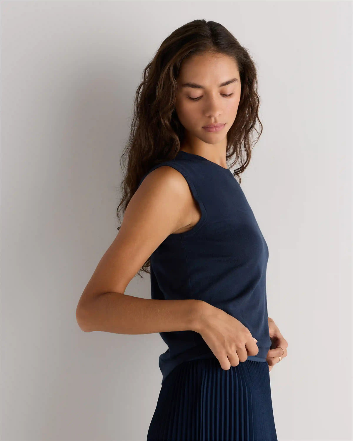 Lightweight Cotton Cashmere Sweater Tank