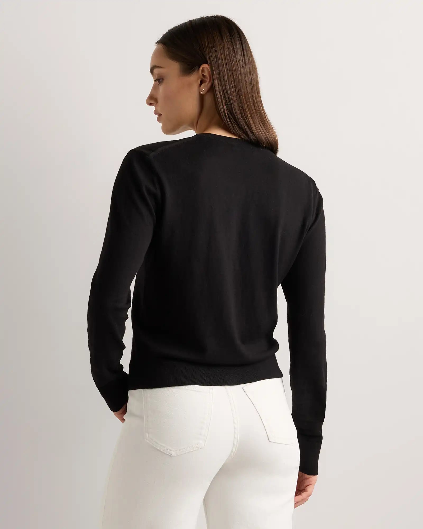 Lightweight Cotton Cashmere Crew Cardigan