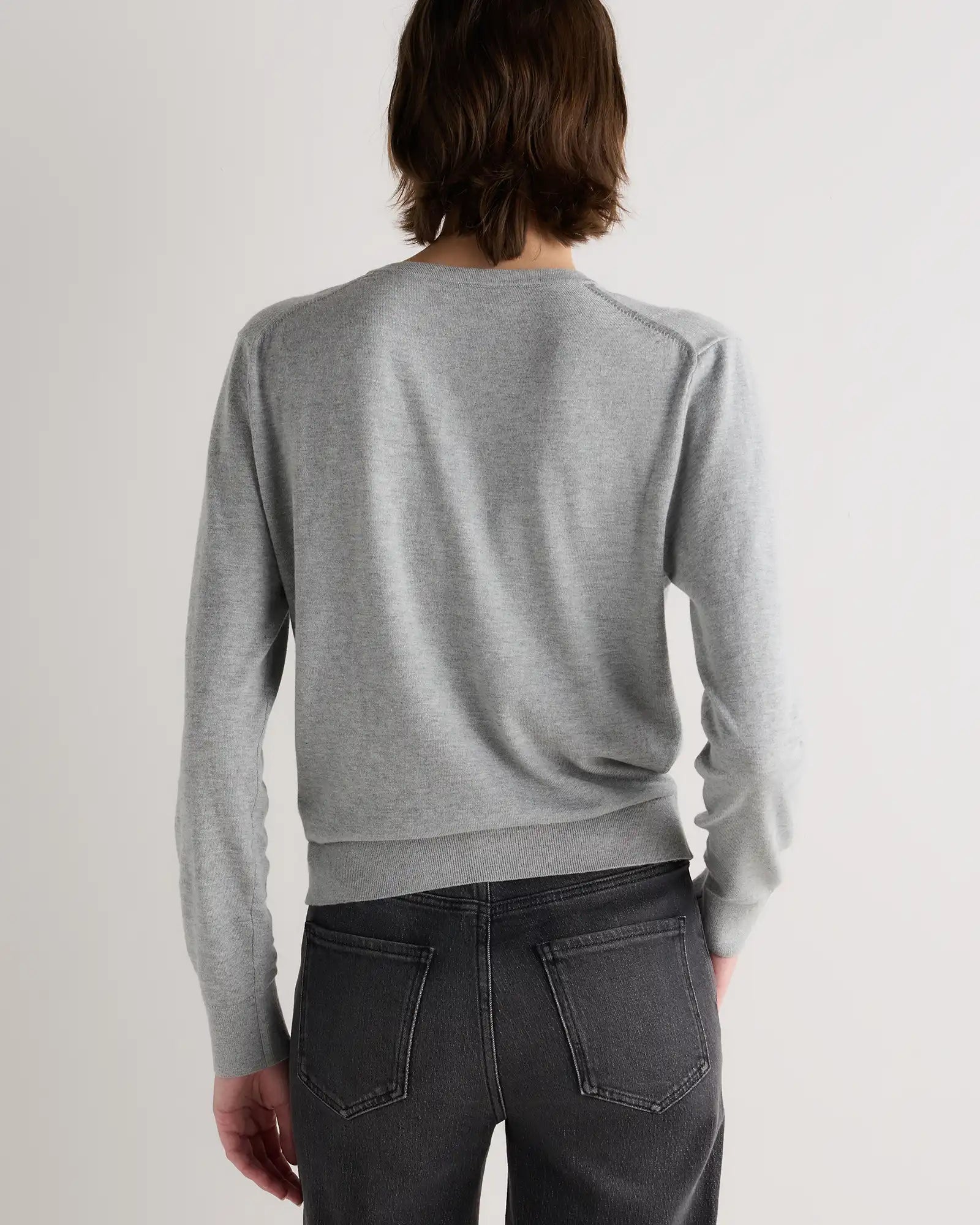 Lightweight Cotton Cashmere Crew Cardigan