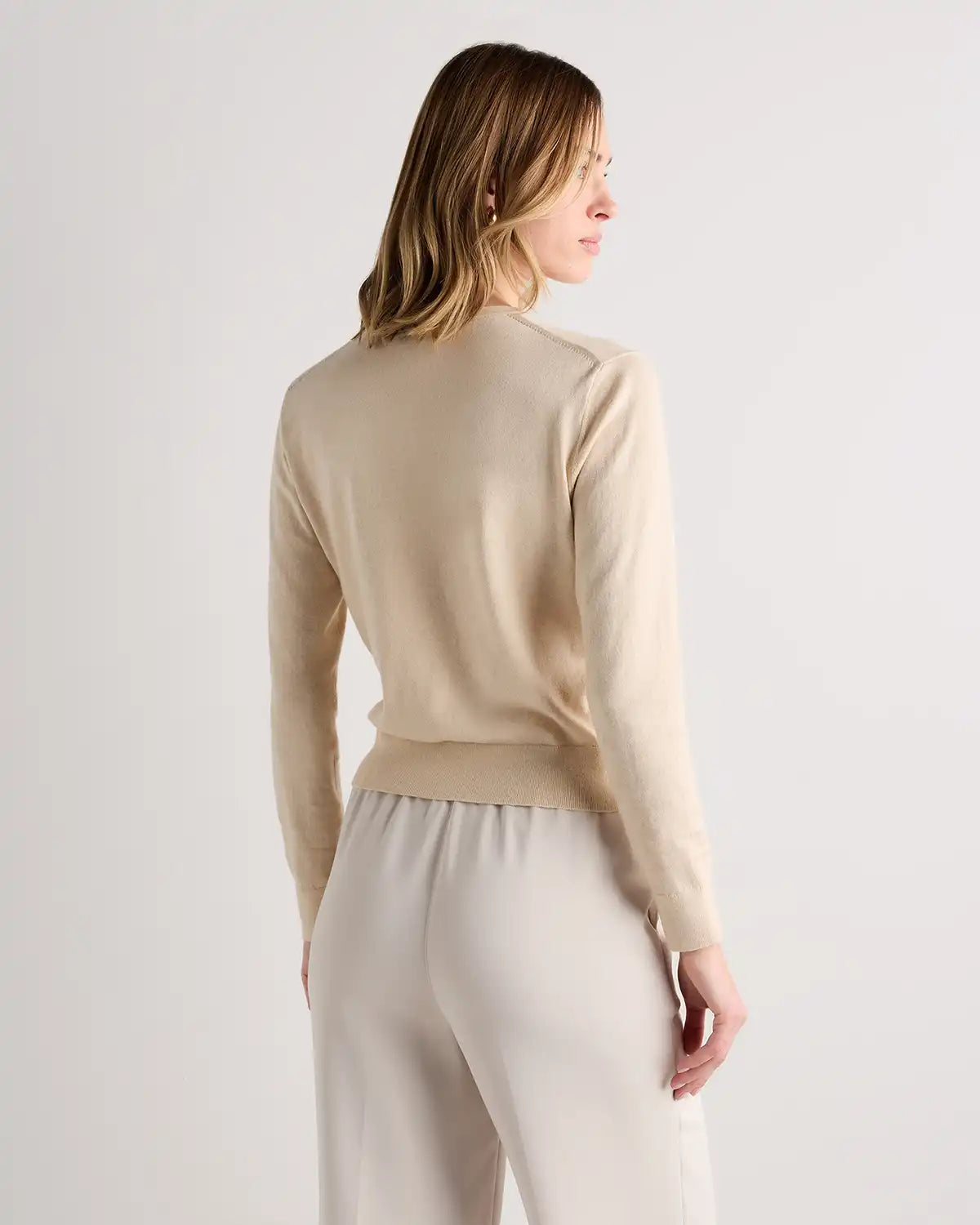 Lightweight Cotton Cashmere Crew Cardigan