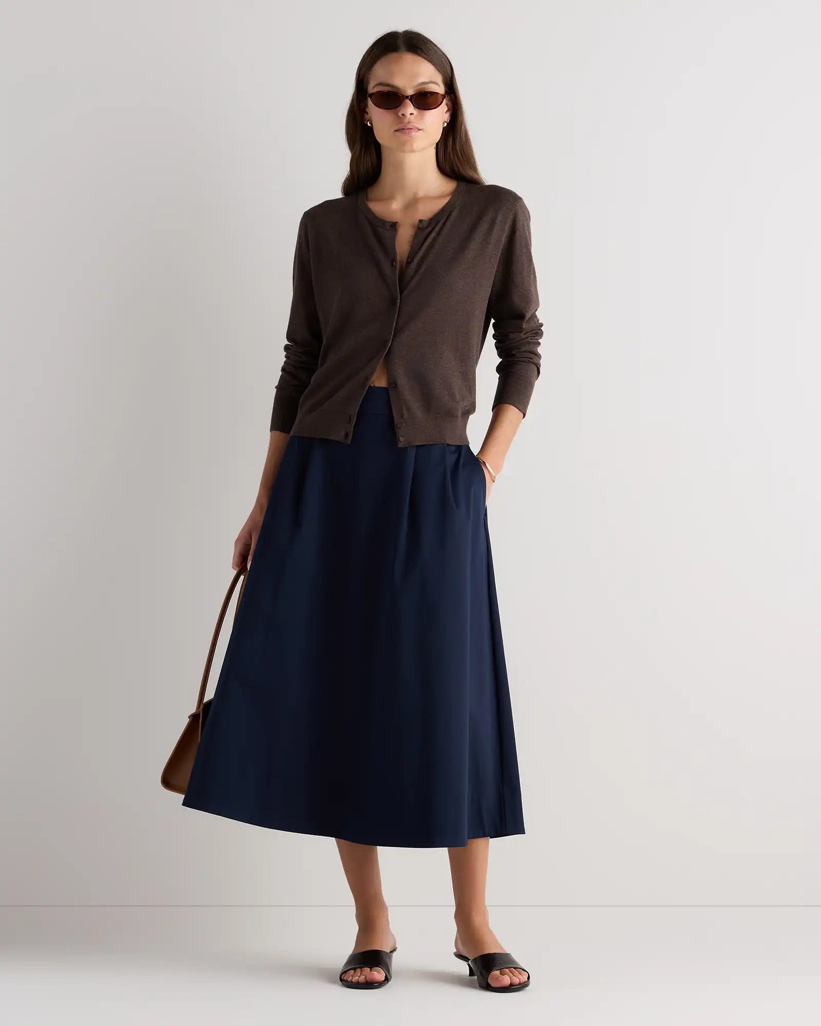 Lightweight Cotton Cashmere Crew Cardigan