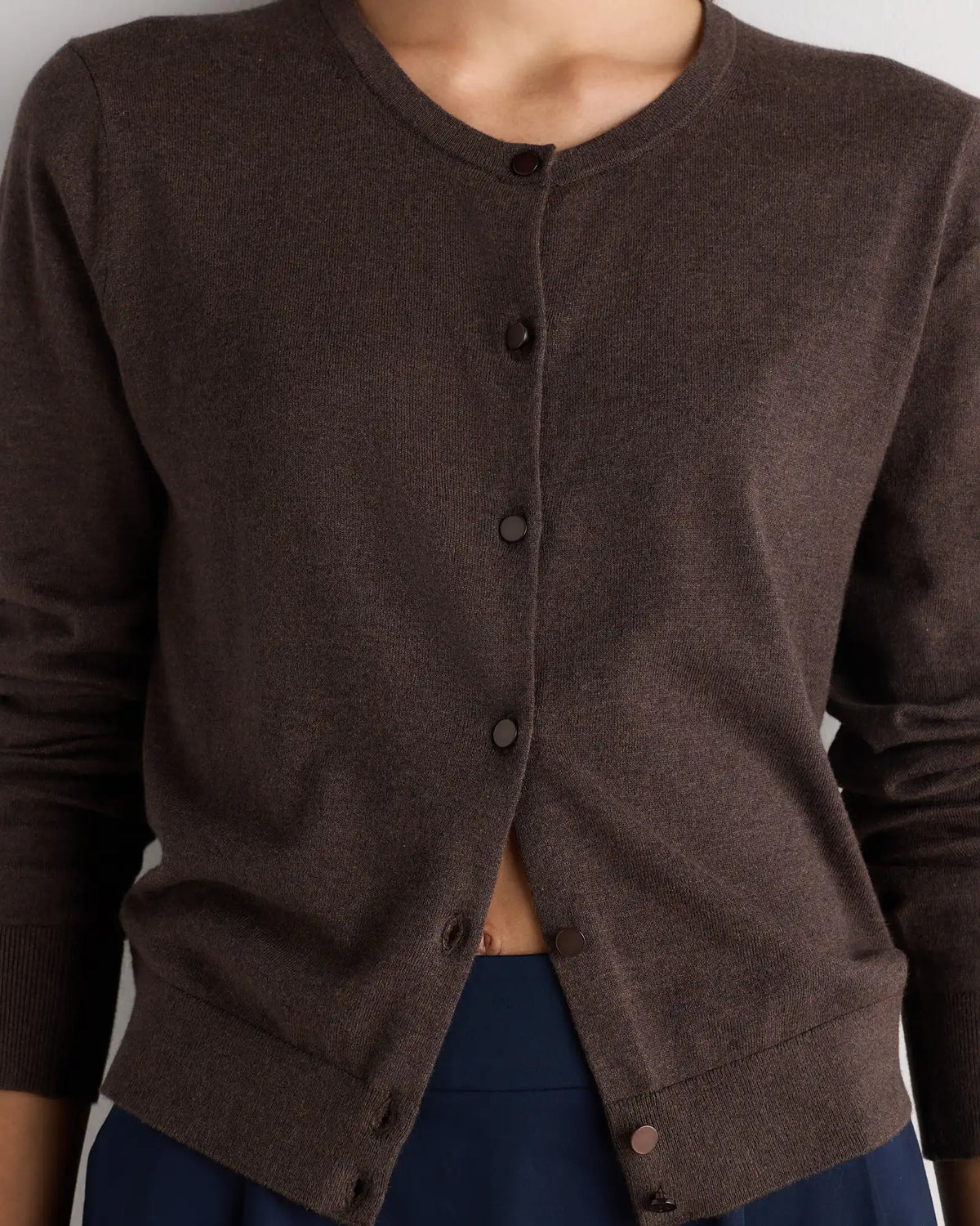 Lightweight Cotton Cashmere Crew Cardigan