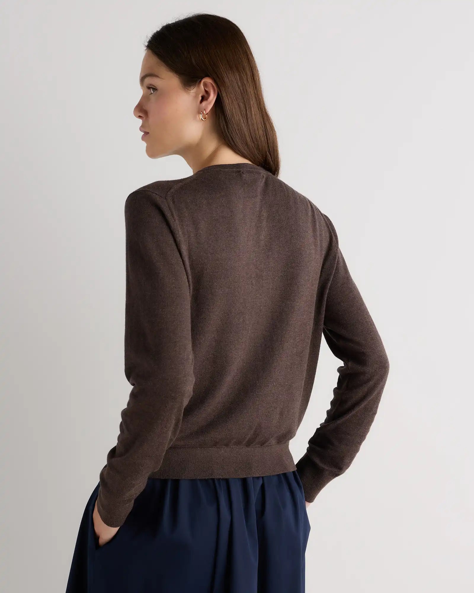 Lightweight Cotton Cashmere Crew Cardigan