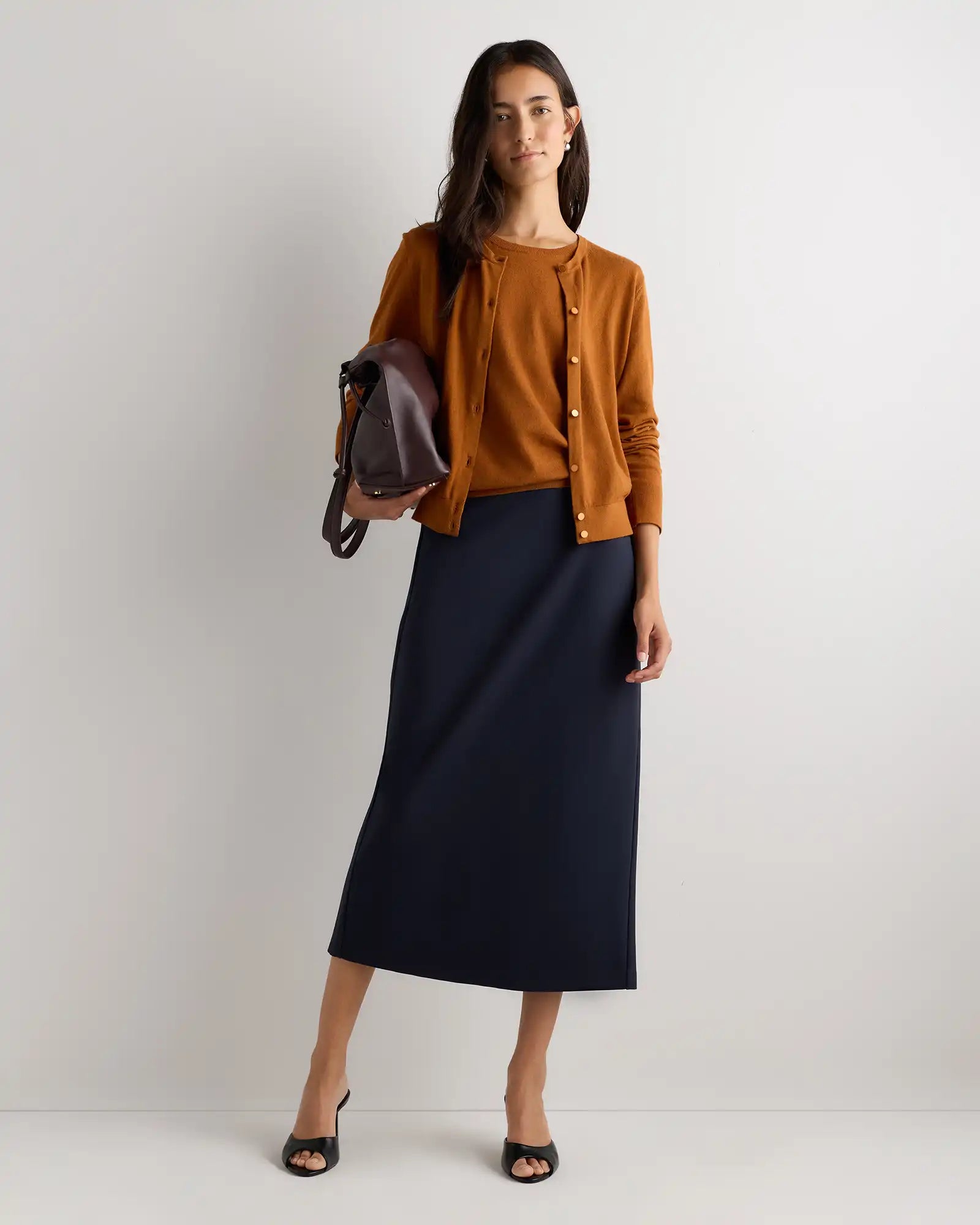 Lightweight Cotton Cashmere Crew Cardigan