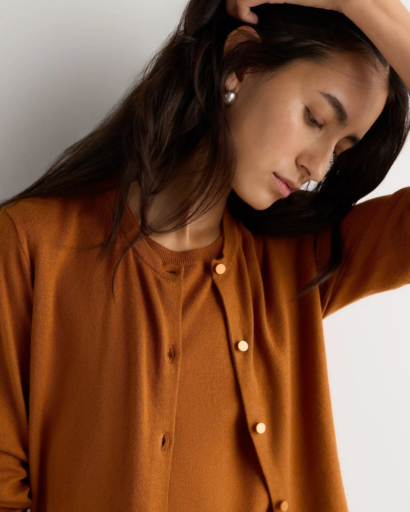 Lightweight Cotton Cashmere Crew Cardigan
