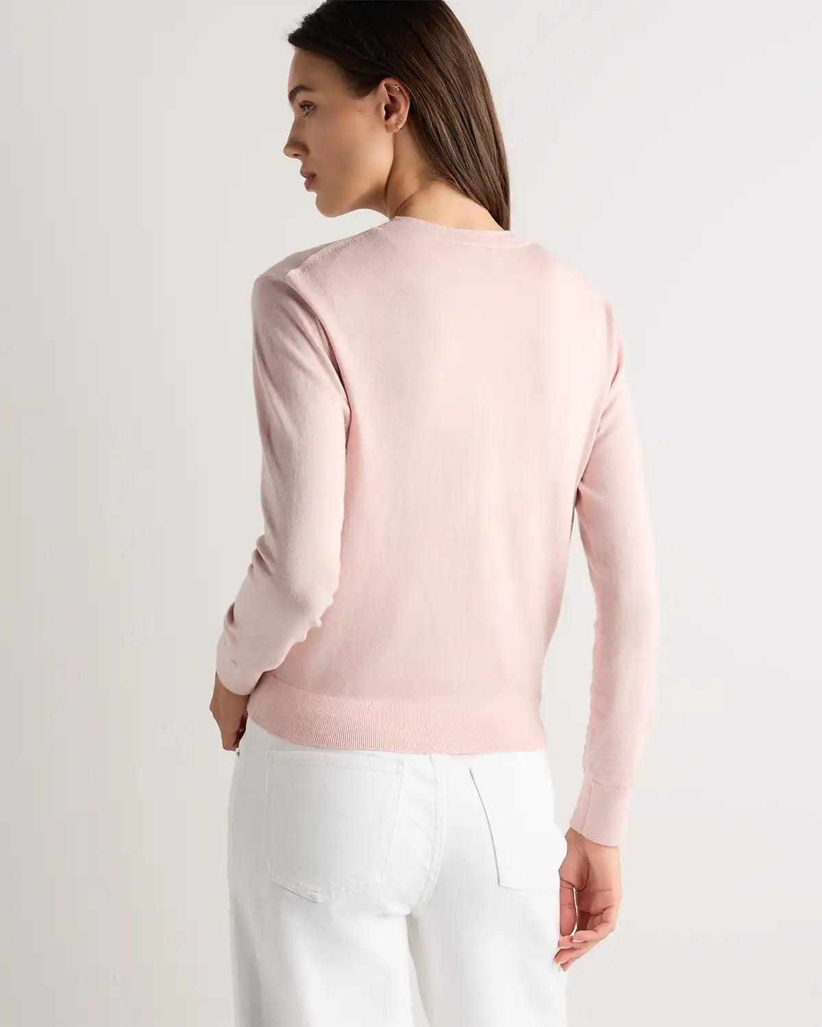 Lightweight Cotton Cashmere Crew Cardigan
