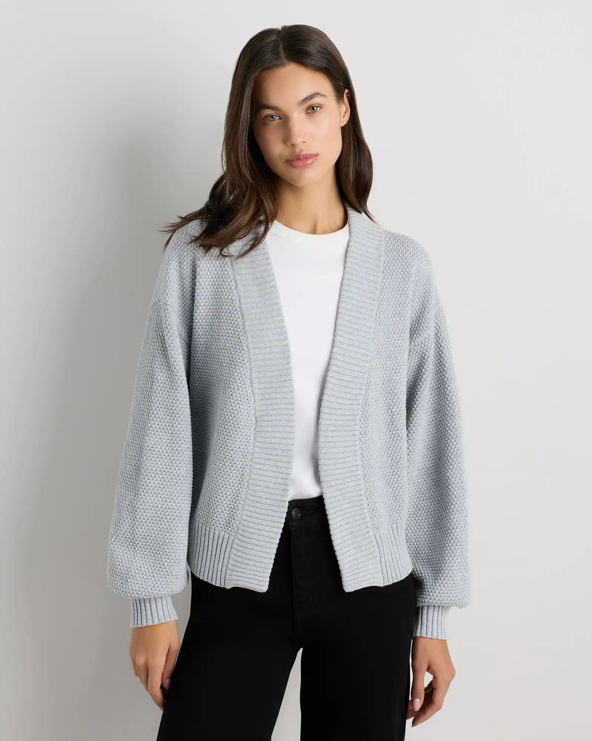 100% Organic Cotton Waffle Stitch Open Cardigan