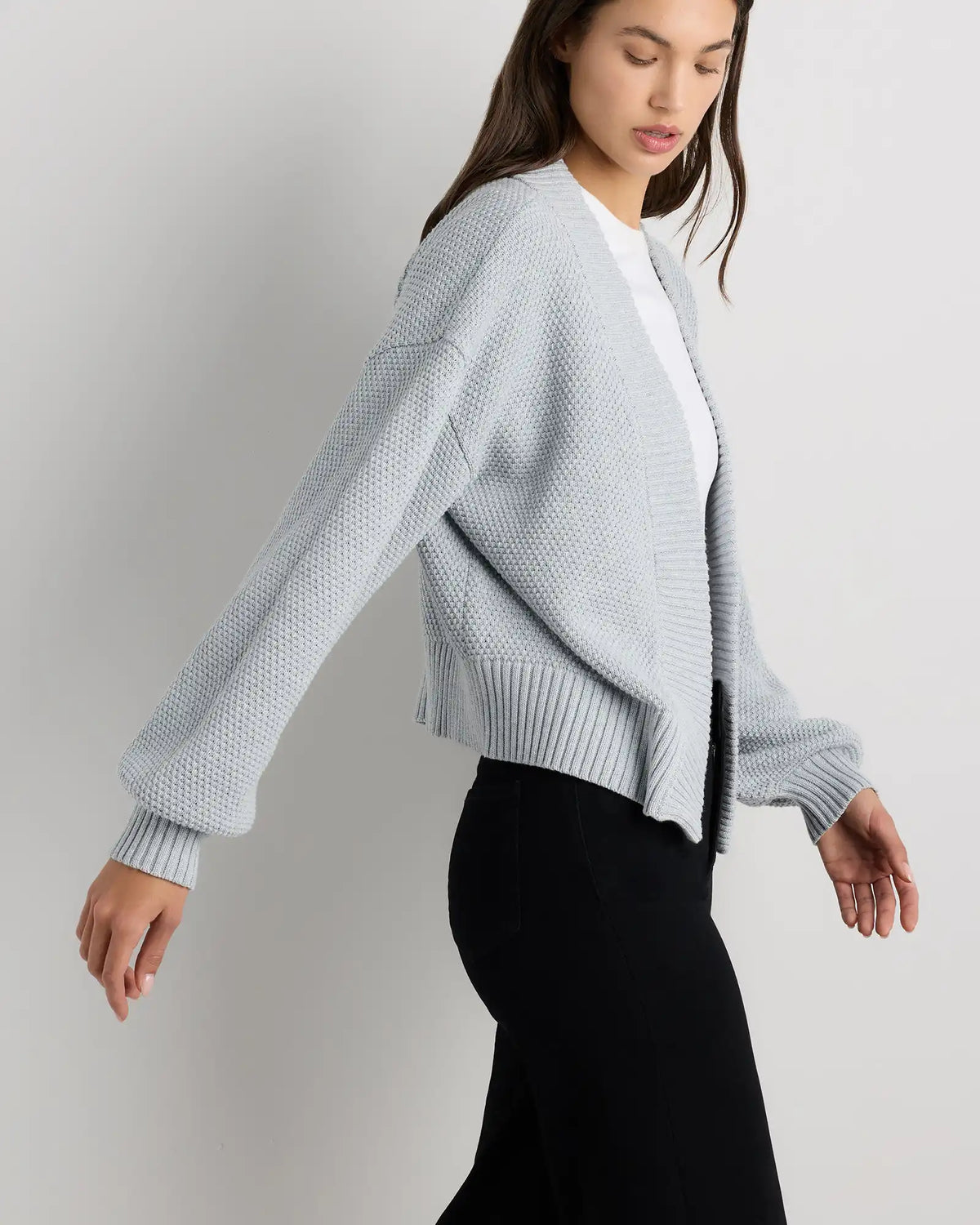 100% Organic Cotton Waffle Stitch Open Cardigan