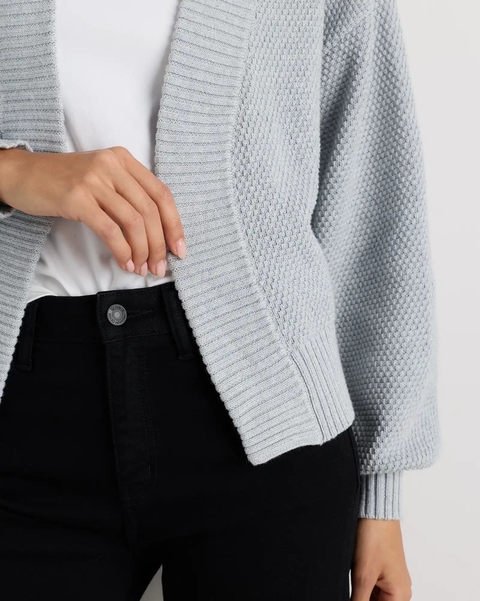 100% Organic Cotton Waffle Stitch Open Cardigan