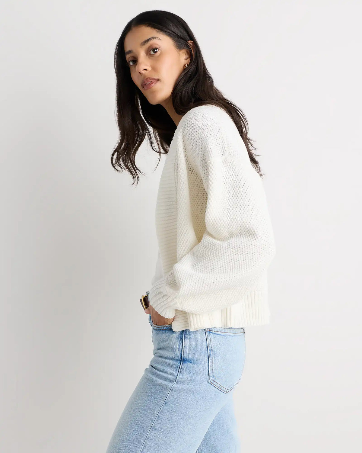 100% Organic Cotton Waffle Stitch Open Cardigan