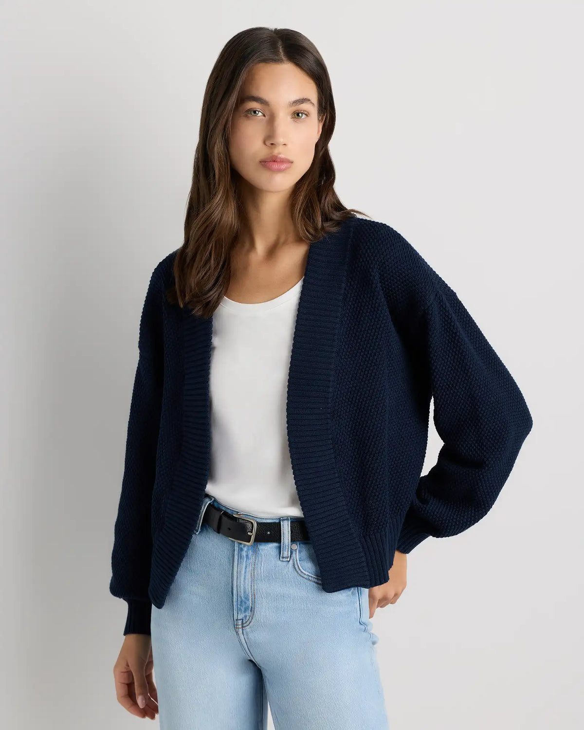 100% Organic Cotton Waffle Stitch Open Cardigan