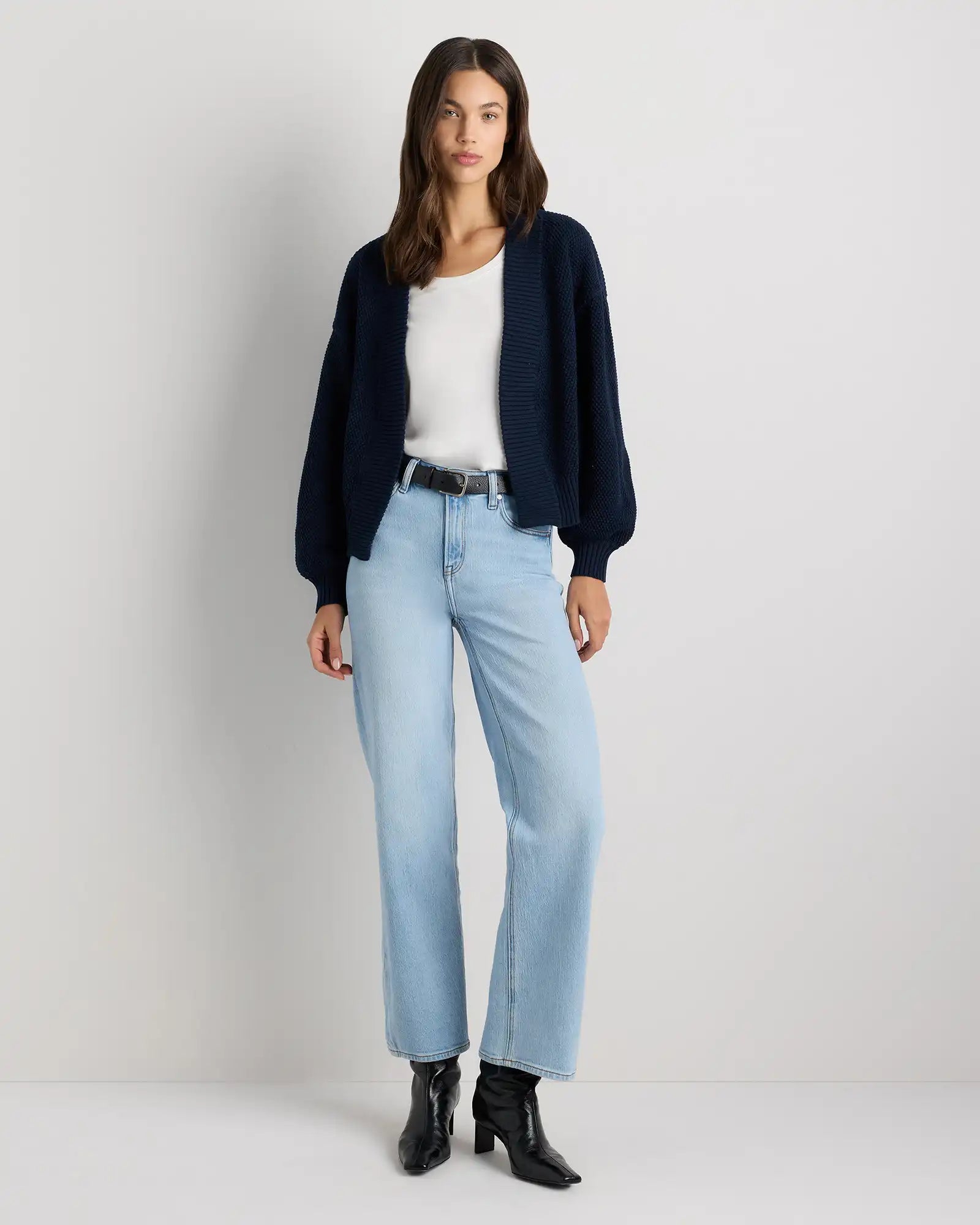 100% Organic Cotton Waffle Stitch Open Cardigan