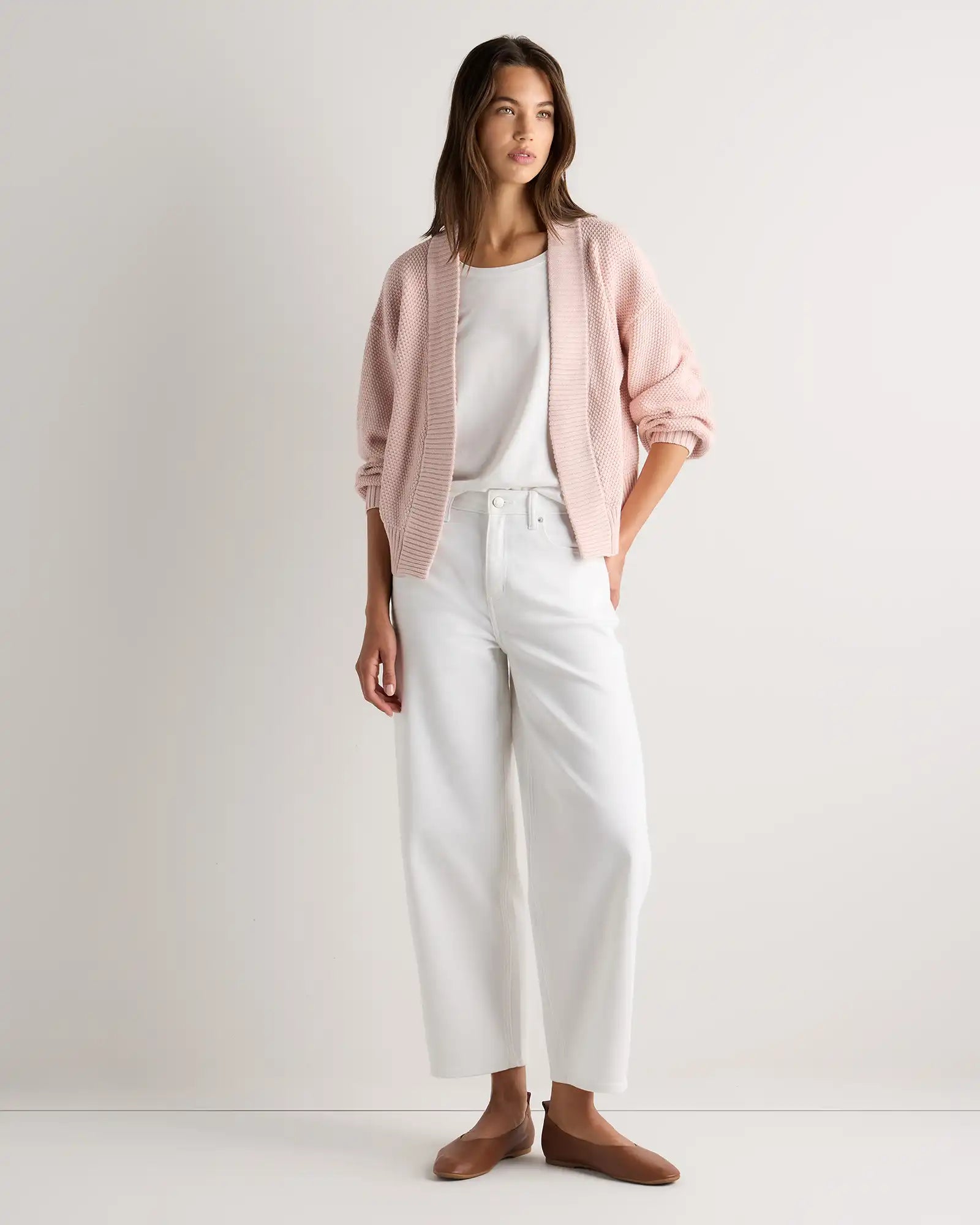 100% Organic Cotton Waffle Stitch Open Cardigan